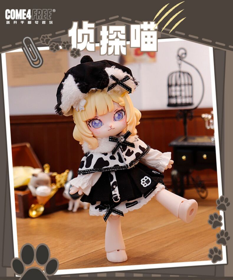 COME4FREE娃衣 偵探喵 手工娃衣 12分BJD娃 可動人偶衣服