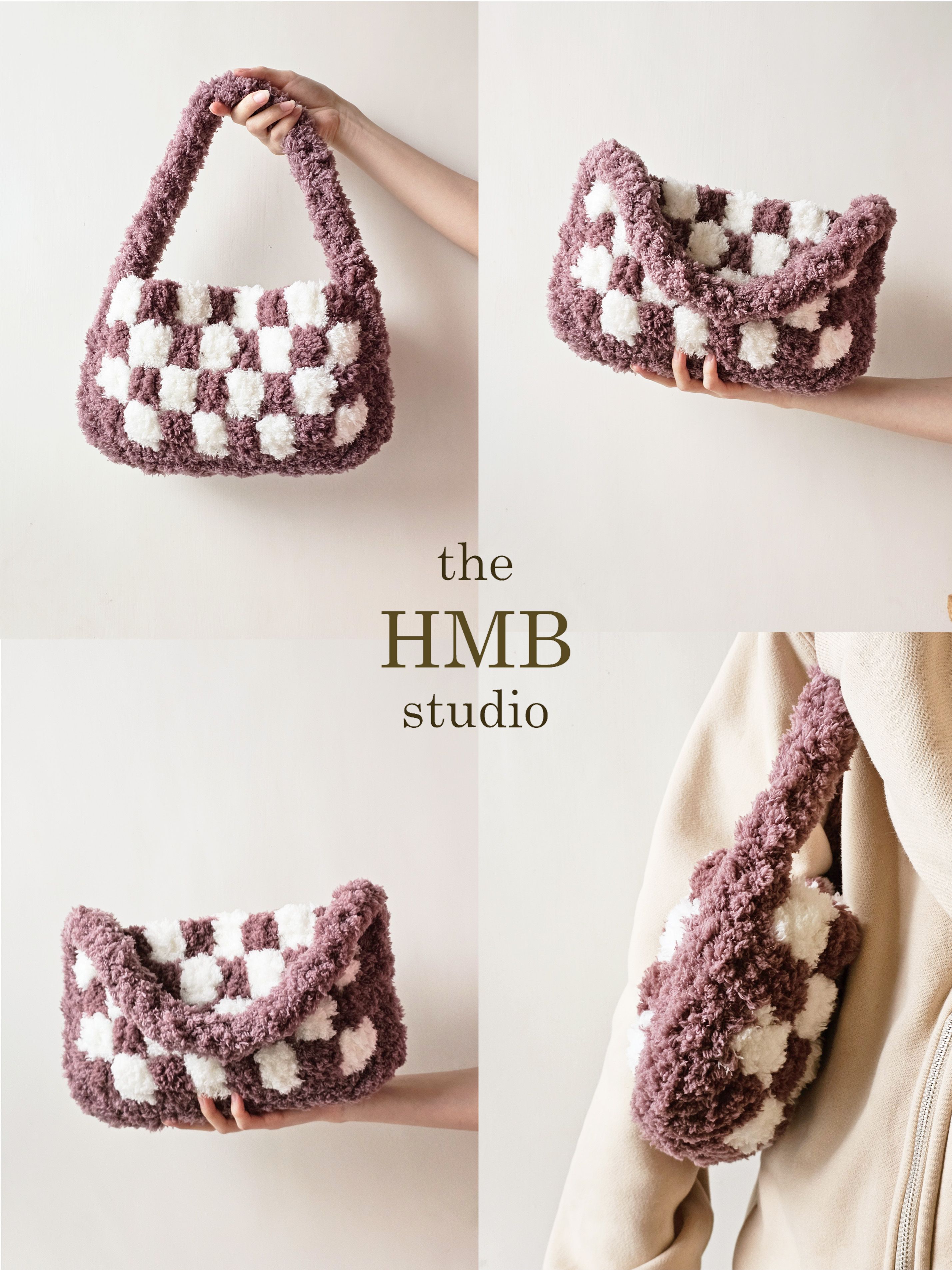 the HMB studio 【毛絨絨格紋腋下包。材料包】非成品 建議🈶鉤針基礎者再下單