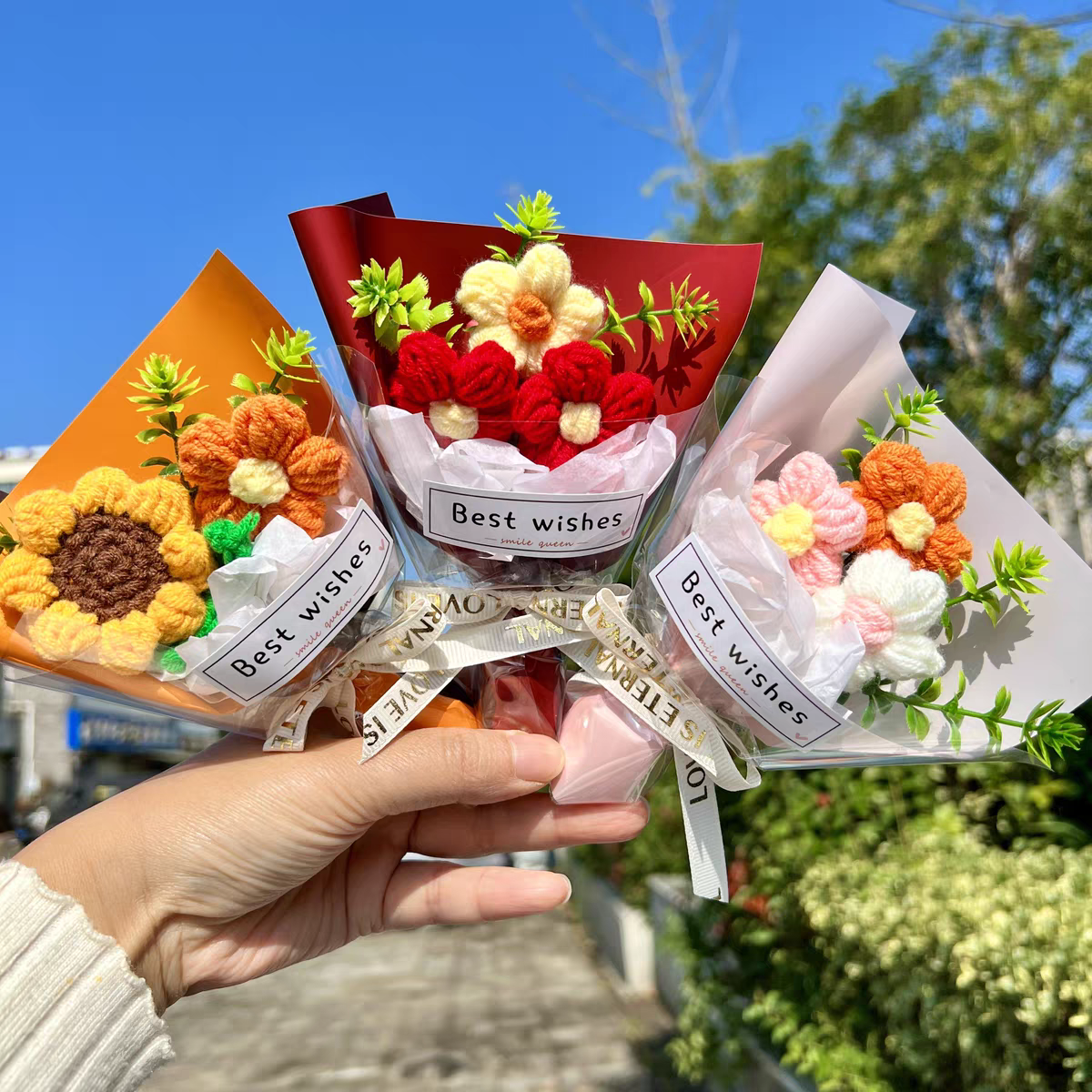 迷你毛線花
