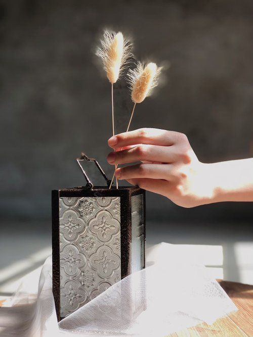 海棠花＆十字花 復古玻璃 手工小燈罩