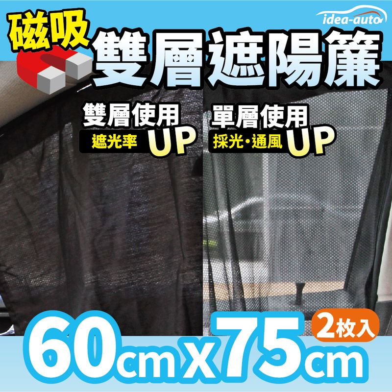 日本【idea-auto】日式專利雙層磁吸遮陽簾2入/1組 汽車遮陽 汽車隔熱 抗UV 防曬 磁吸式