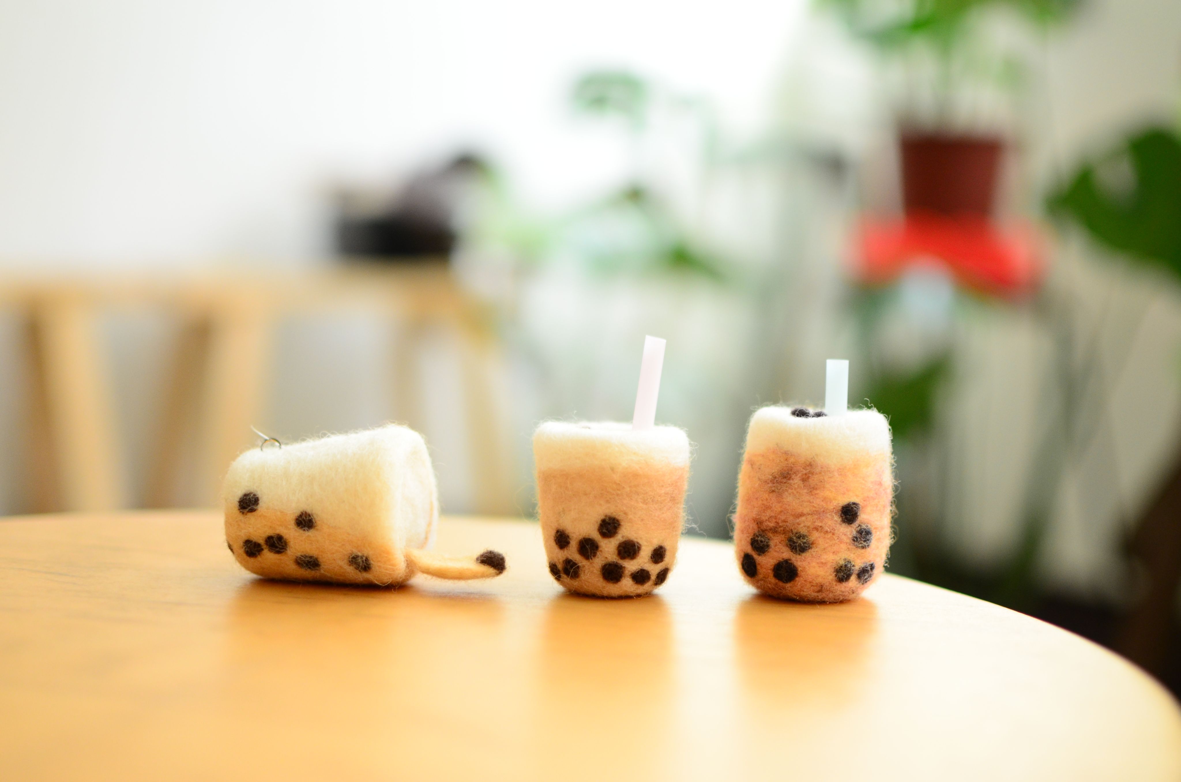 （針氈）珍珠奶茶吊飾-影片DIY材料包（無成品）