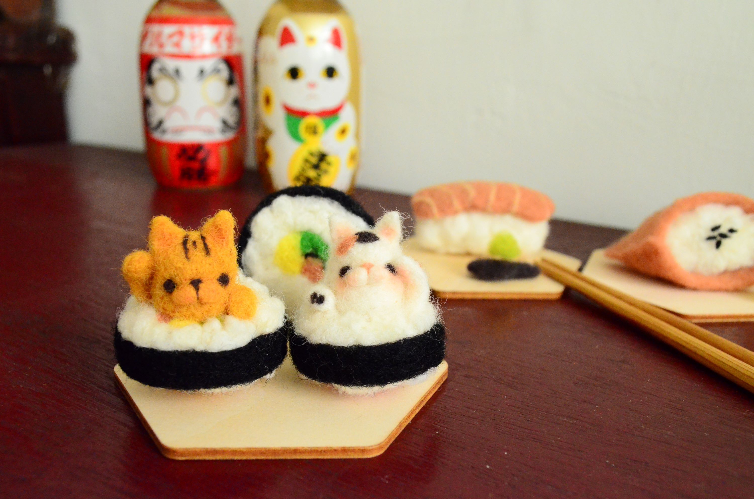 （針氈）招財貓壽司-影片DIY材料包（無成品）