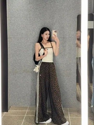 ＜預購＞A didas 豹紋長褲 鬆緊帶