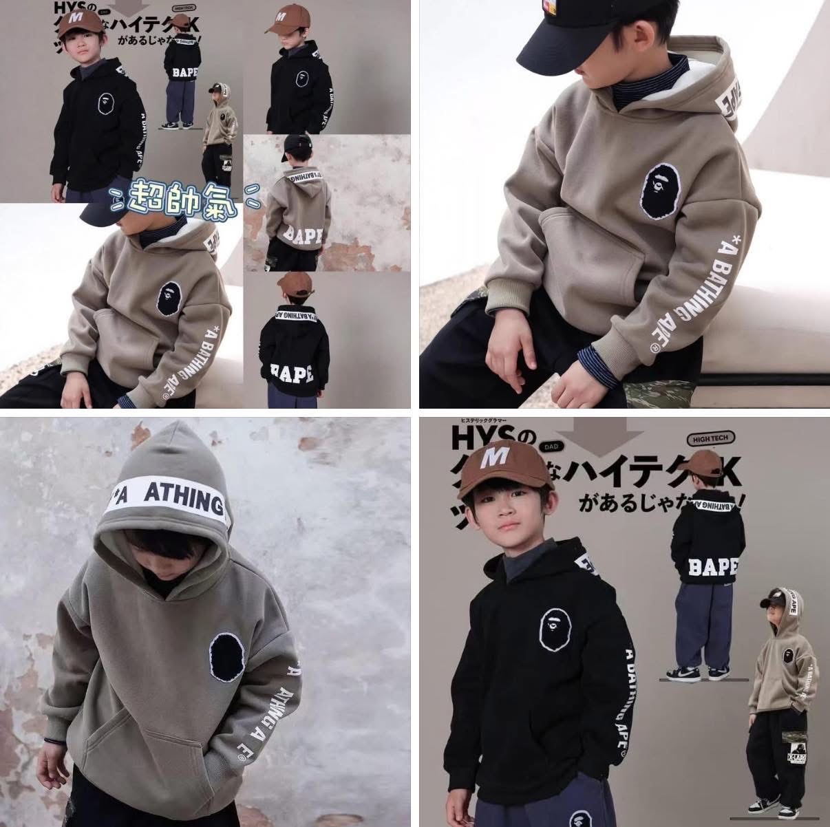 🐒【日系潮感・猿人頭加絨帽T】