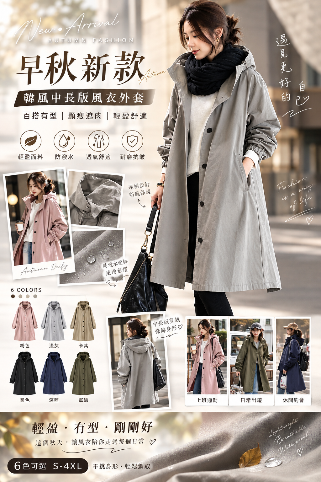 韓風🇰🇷中長版風衣外套🧥