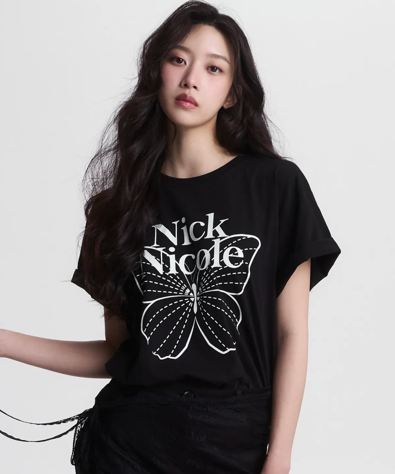 NICK NICOLE 大蝴蝶logo短踢 文佳煐代言同款