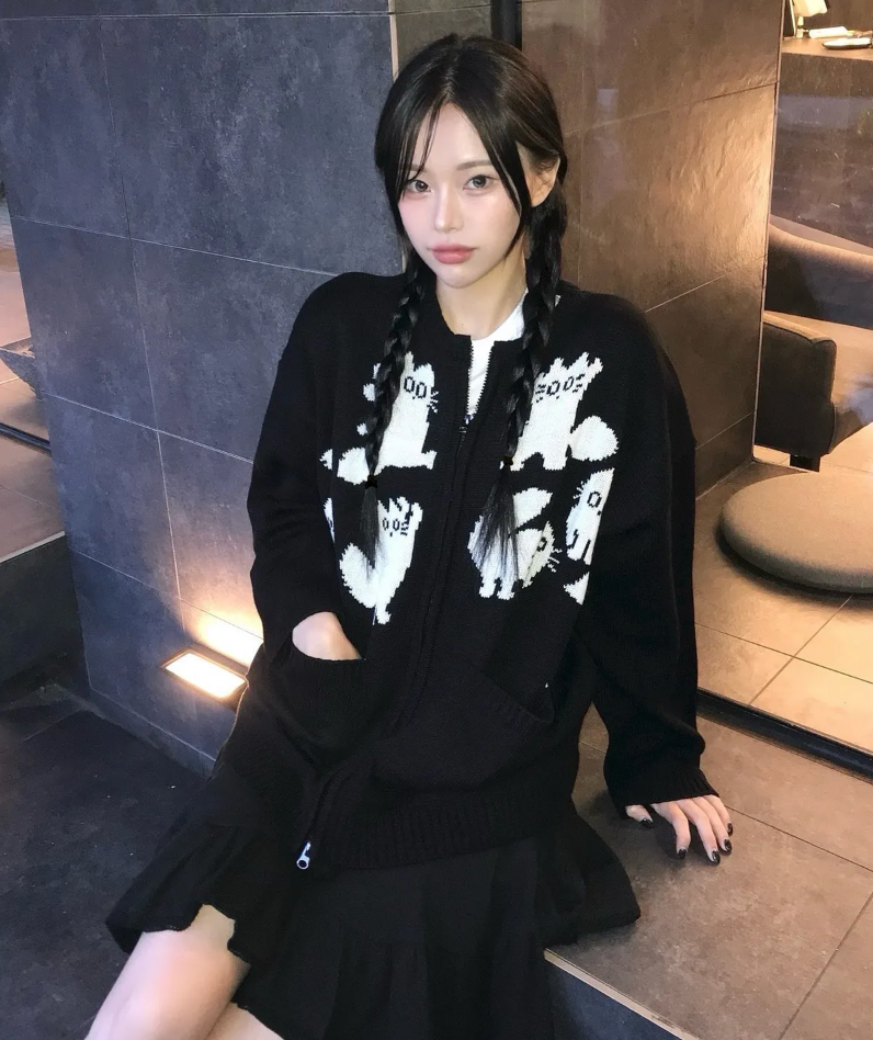 모즈모즈 快樂小貓針織外套