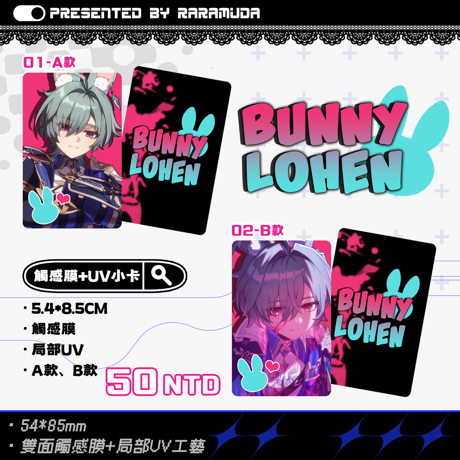 【現貨】原神新品✦兔兔洛恩｜觸感膜+局部UV小卡