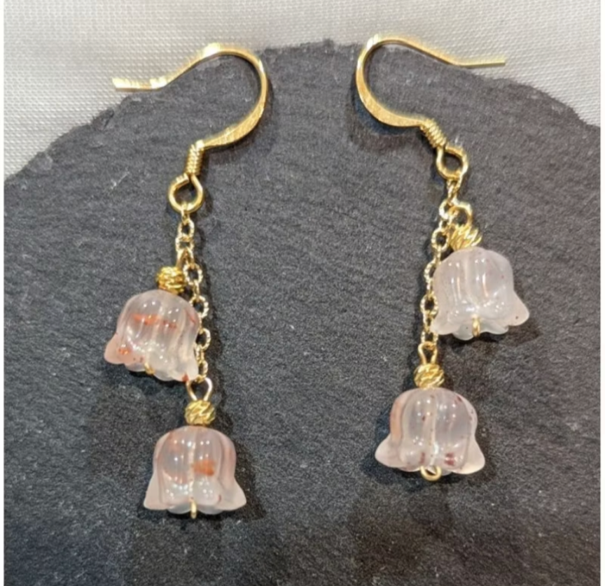 南紅冰飄內含朱砂點-設計款耳環