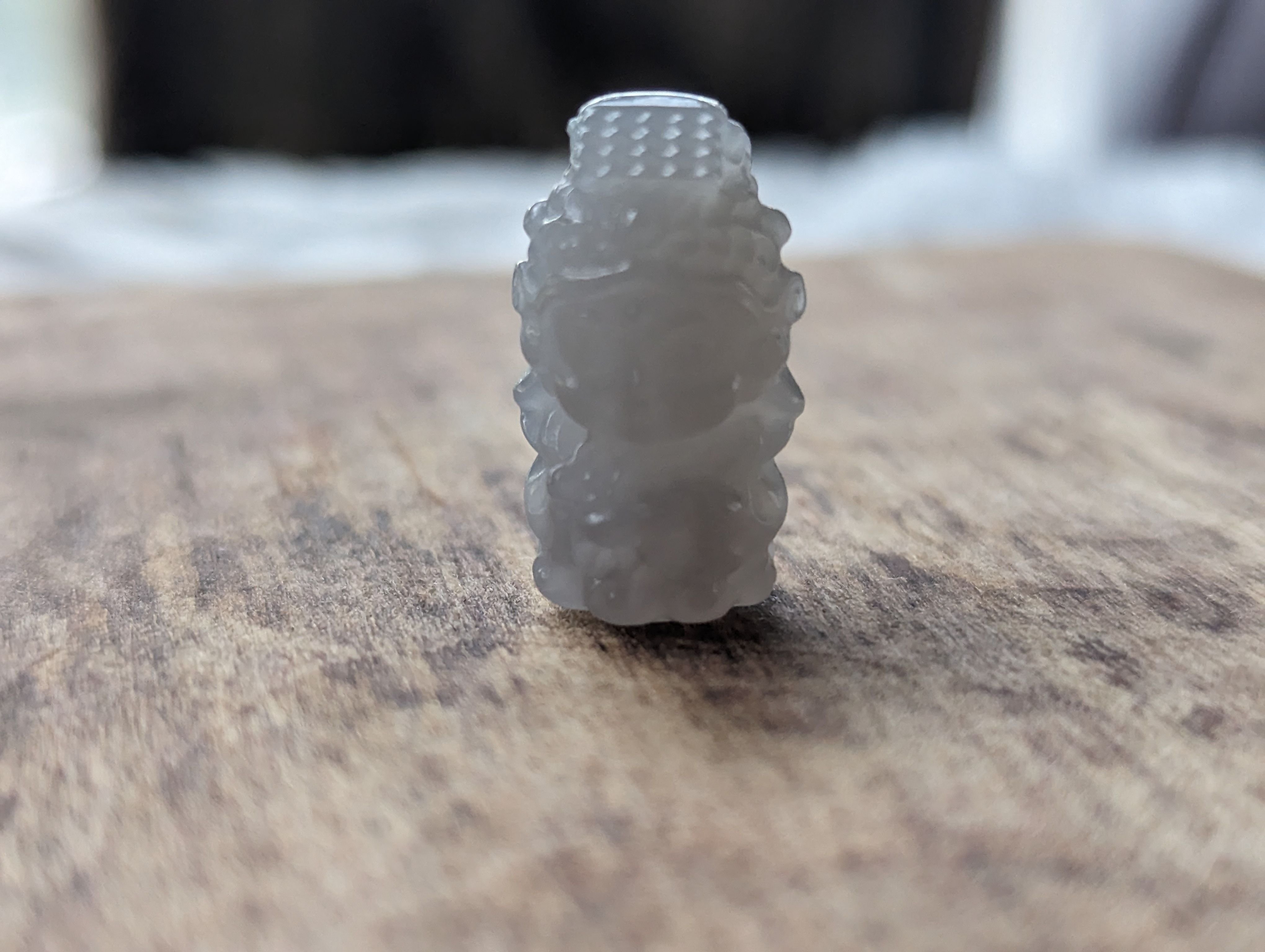 和田玉手工雕媽祖-青海料煙青