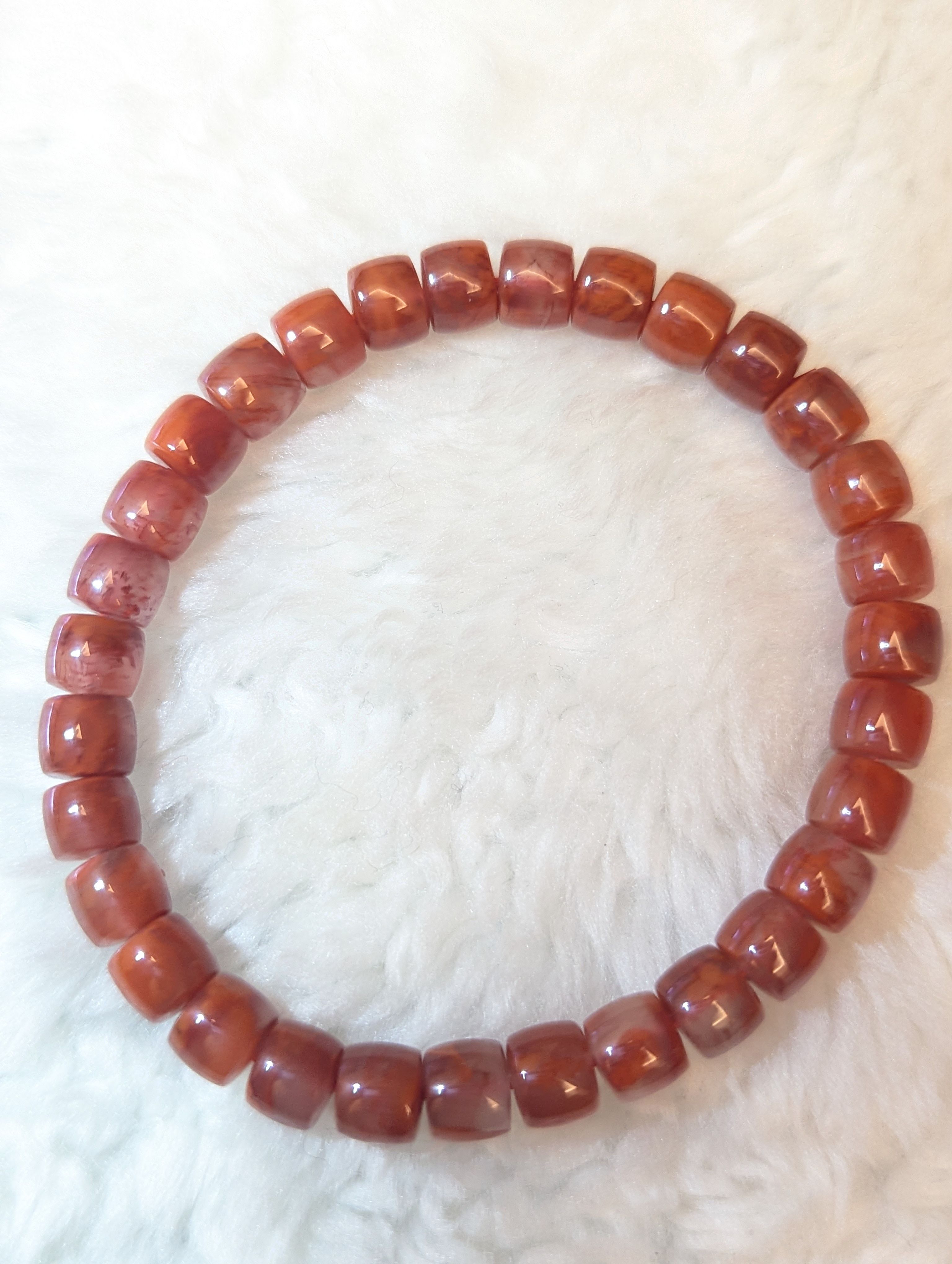 南紅瑪瑙九口料直切火焰手串（透水）  約7mm+