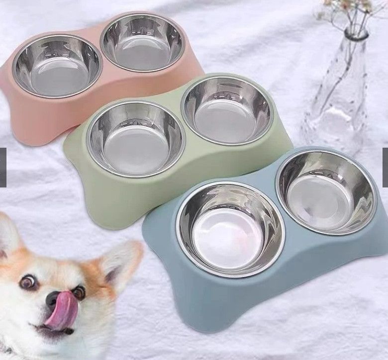北歐風 霧面防水寵物雙碗