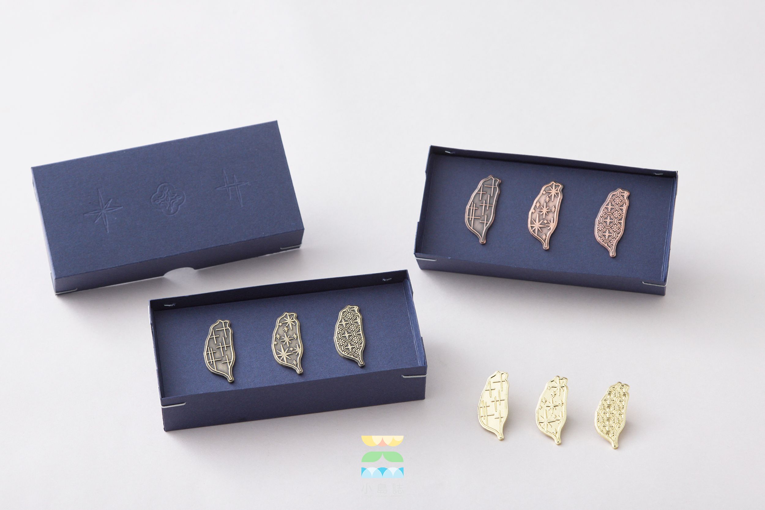 台灣玻璃紋樣磁鐵徽章組/ 窗花 海棠花 十字星 十字花 台灣製 胸章 臺灣伴手禮 台灣人