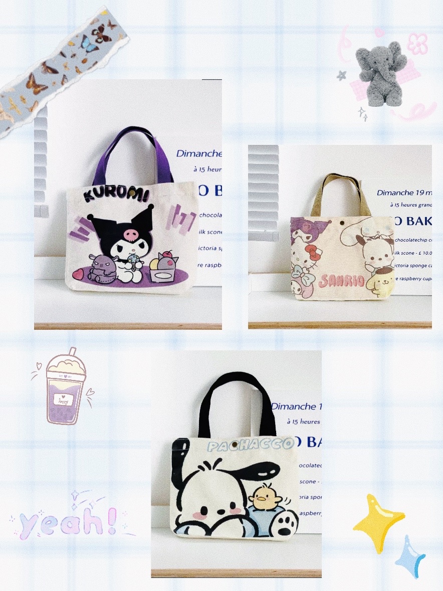 🌟［Yn小物］台灣🔥手提帆布袋庫洛米 帕恰狗 三麗鷗系列 手提帆布包便攜手機鑰匙托特包可愛休閒迷你手拎化妝包