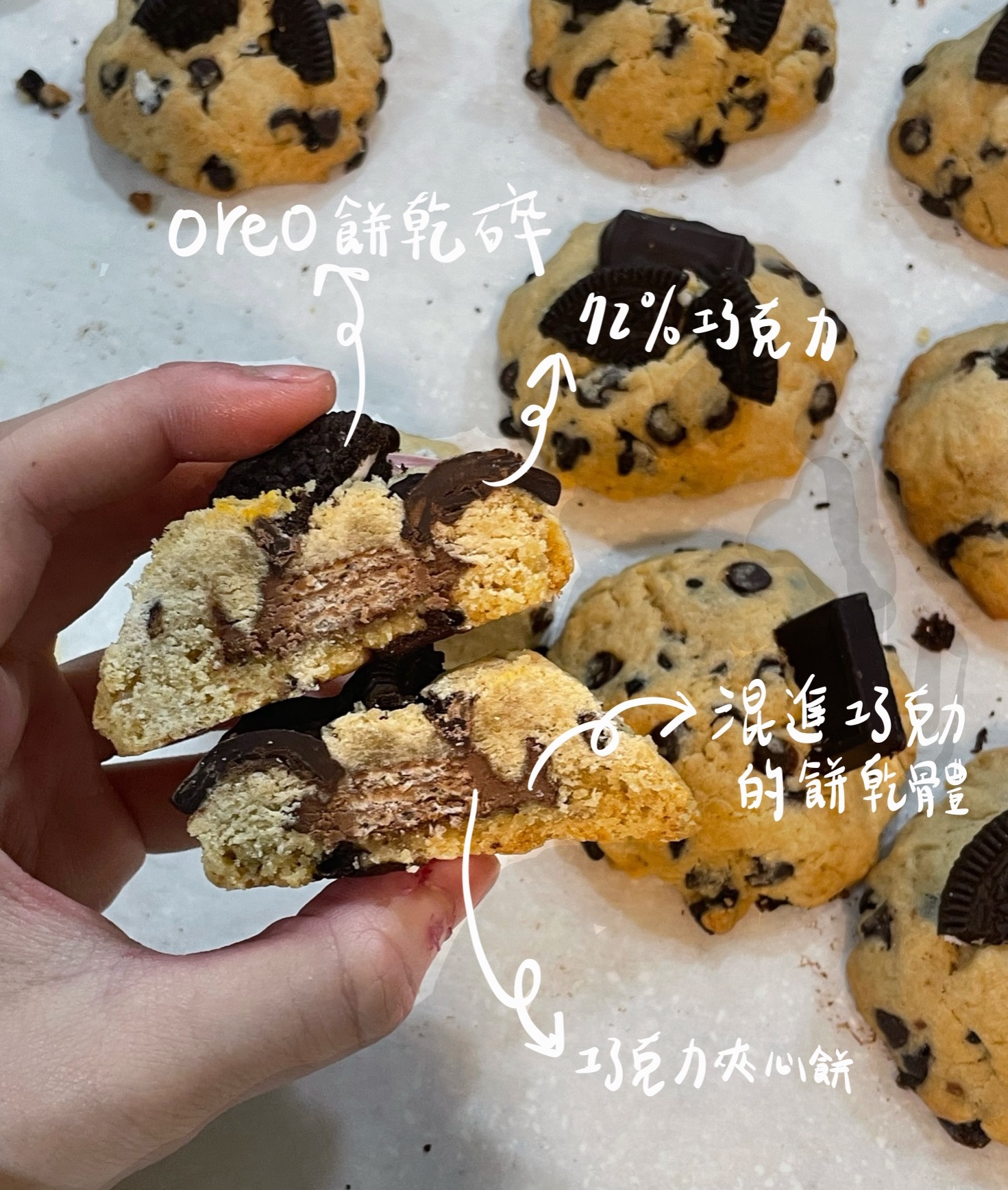 三重巧克力（Oreo碎加入餅乾體）