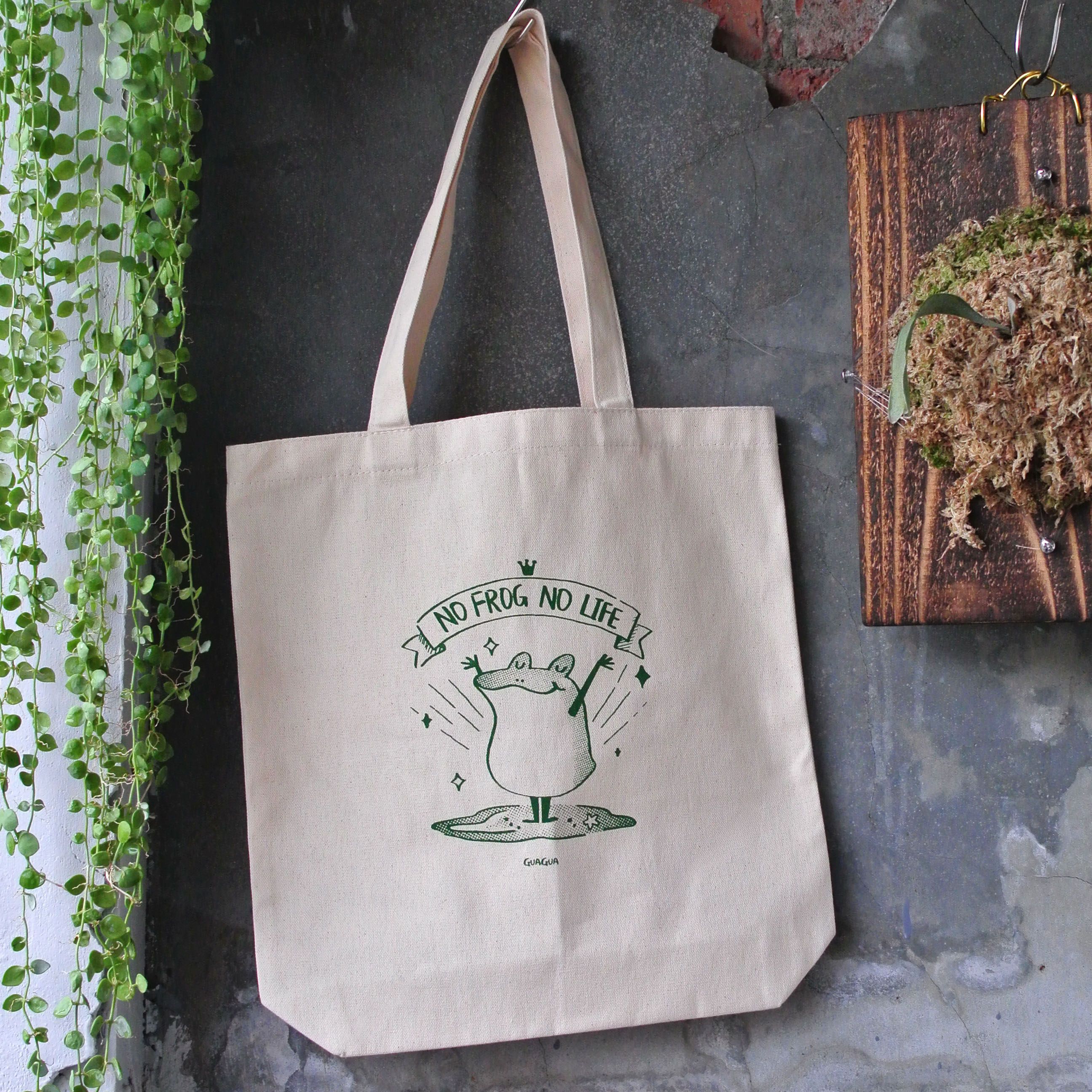 手工絹印 | 帆布包-NO FROG NO LIFE