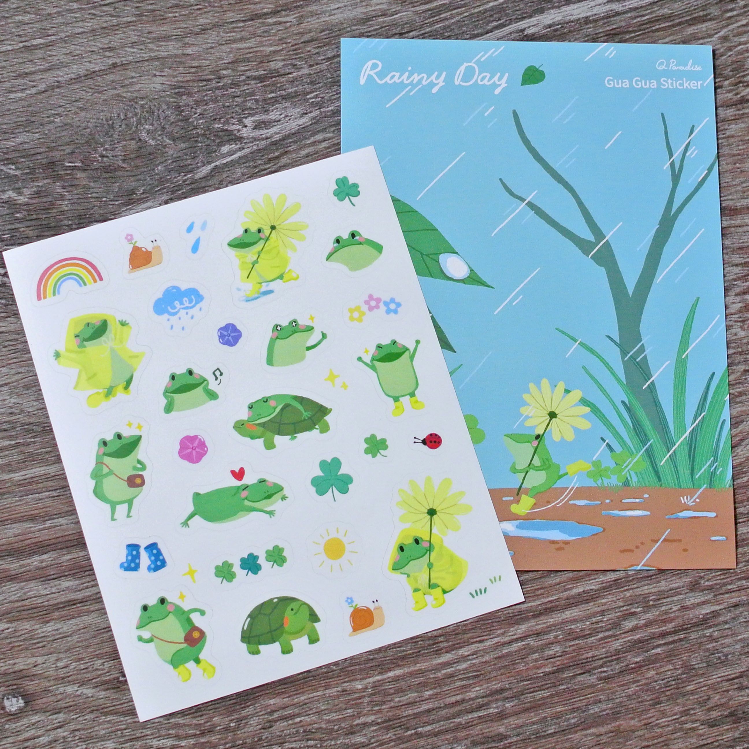 防水圖鑑貼紙 | 呱呱下雨天