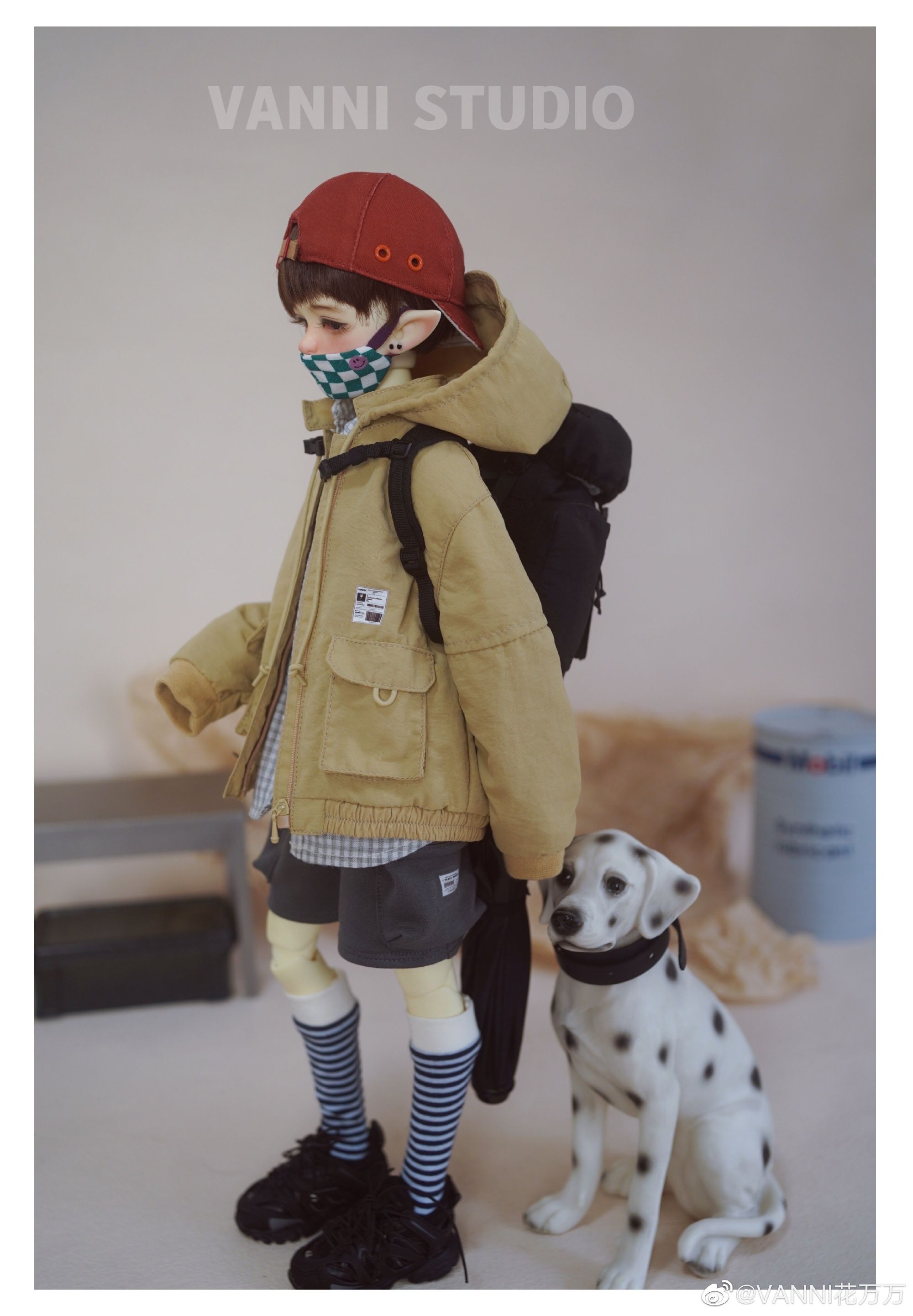 全新【花萬萬】徒步小狗 紅色棒球帽 #061