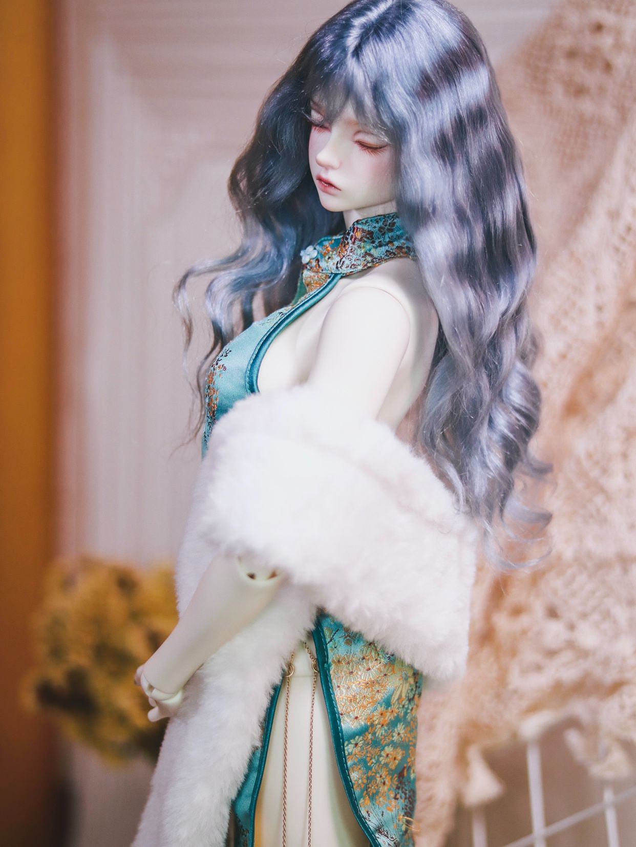 #097 【AMARANTH BJD】佳人旗袍套裝 三分女 短款白色
