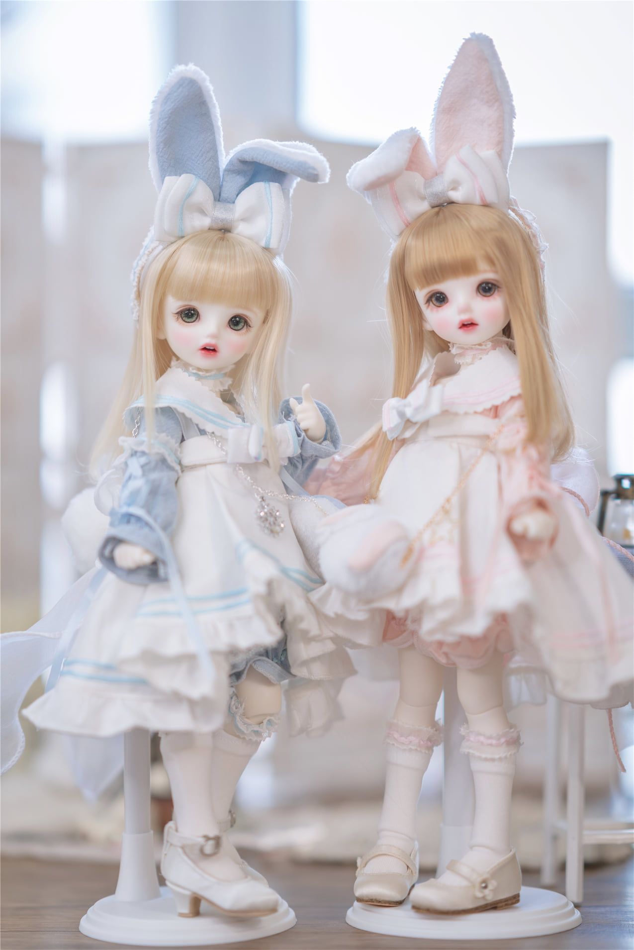 #100 全新代理貨【木茶動物園】綿兔逐雪 六分藍色垂耳款