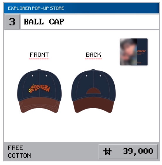 快閃店周邊/帽子含小卡1張（韓幣39000）