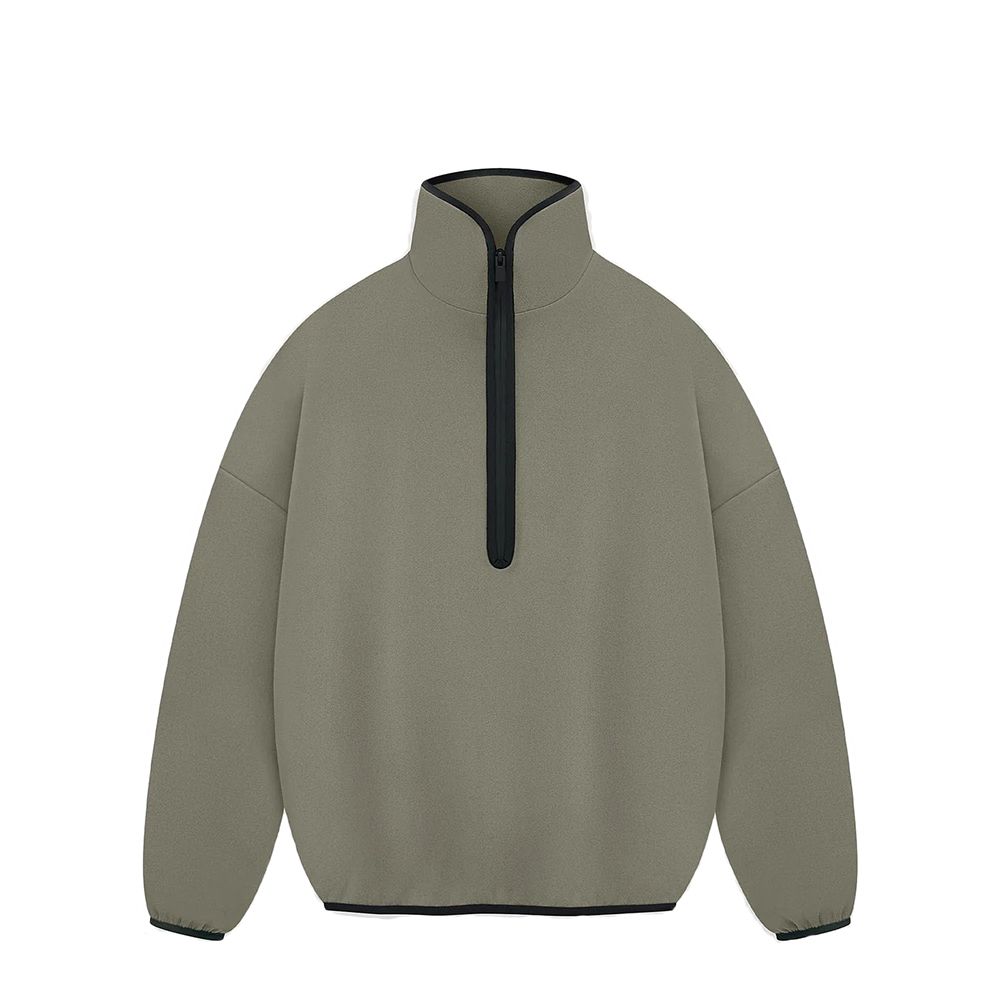 Adidas x Fear of God Athletics 半拉鍊 麂皮絨 寬鬆衛衣 卡其  IS8776