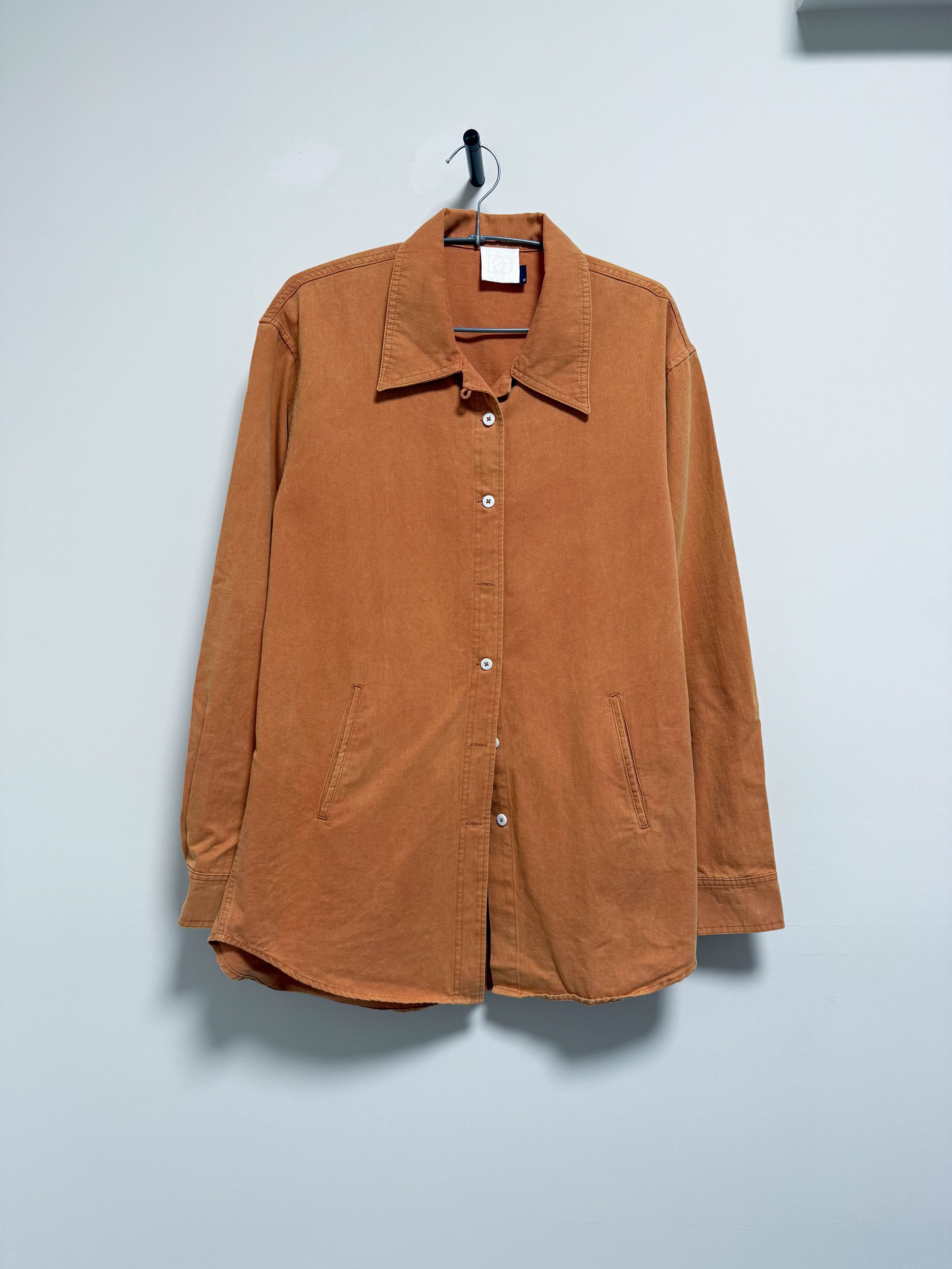 出清全新- DOE  橘色牛仔布料襯衫 牛仔襯衫 厚磅襯衫