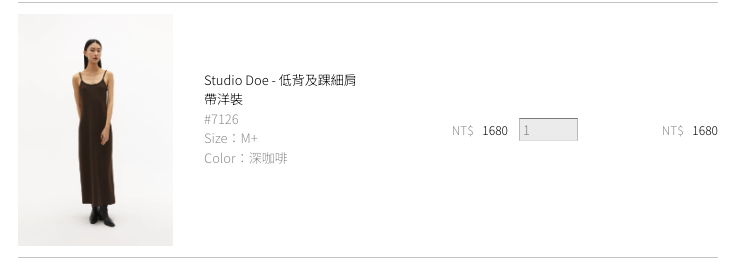 出清全新- DOE 低背及踝細肩洋裝