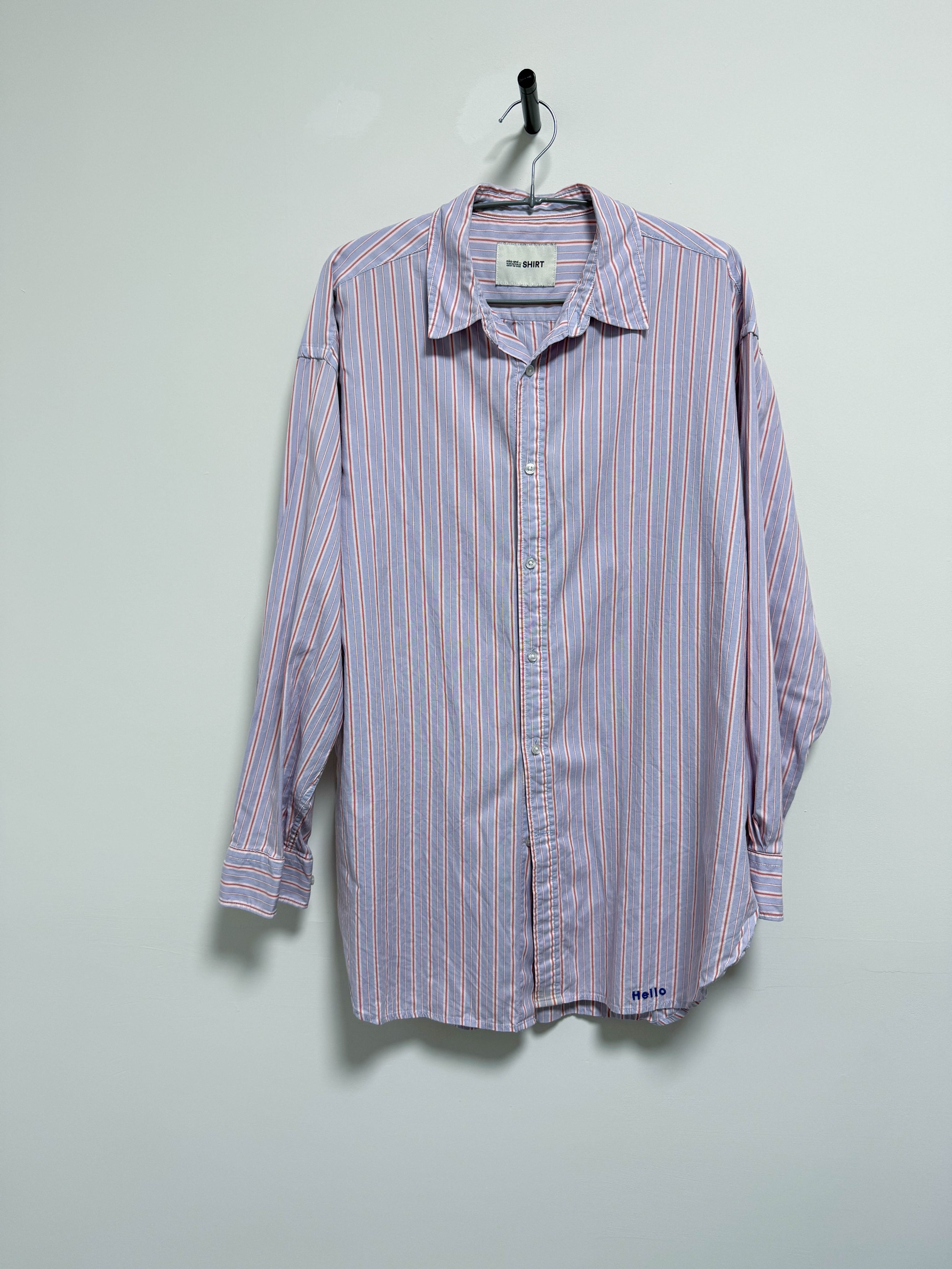 niko and！襯衫 條紋襯衫 紫藍色襯衫 長版襯衫  日系襯衫 日系品牌 beams LOWRYS FARM