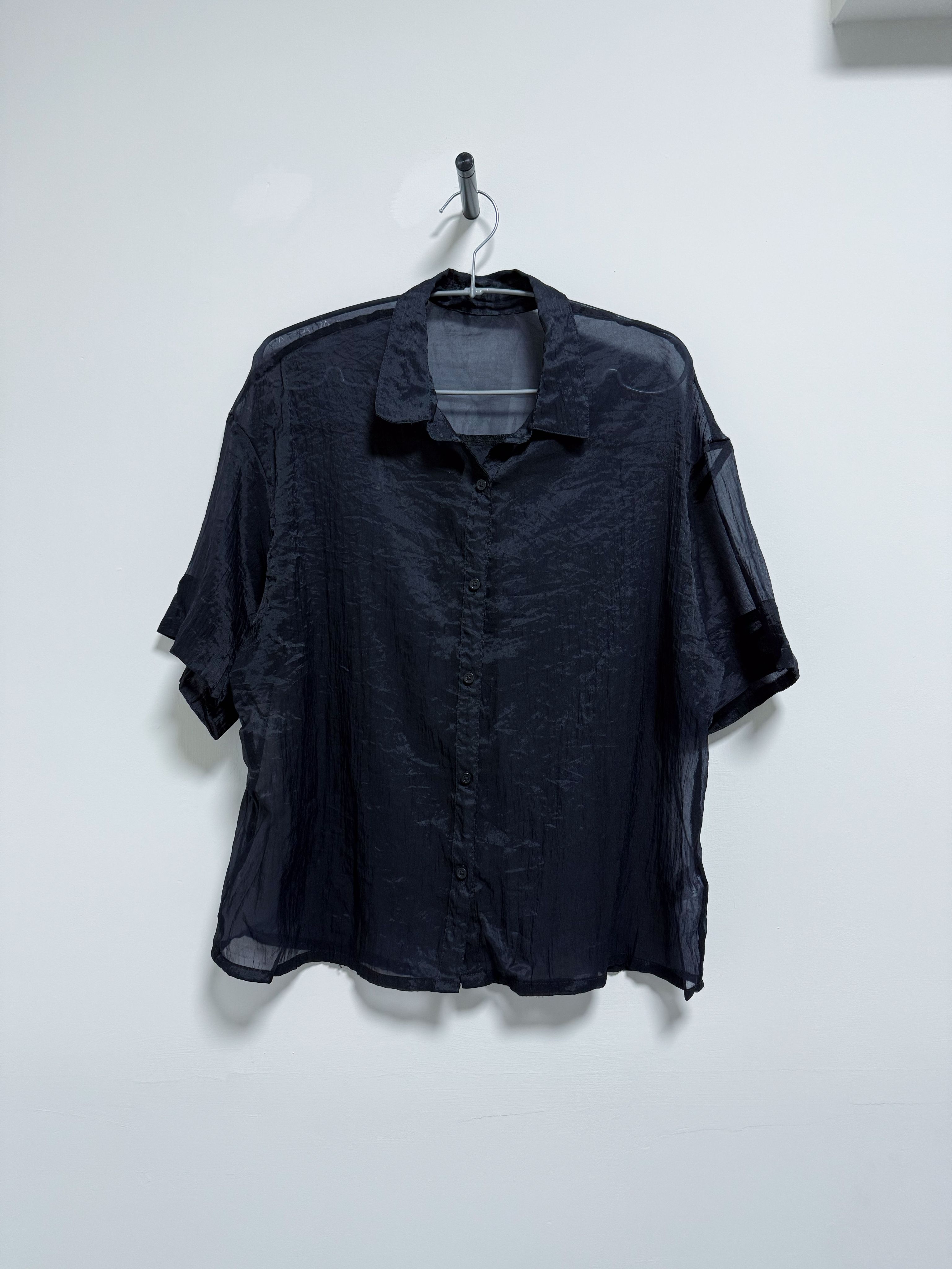 GU 透膚襯衫 短袖薄紗襯衫 內搭襯衫 透膚罩衫