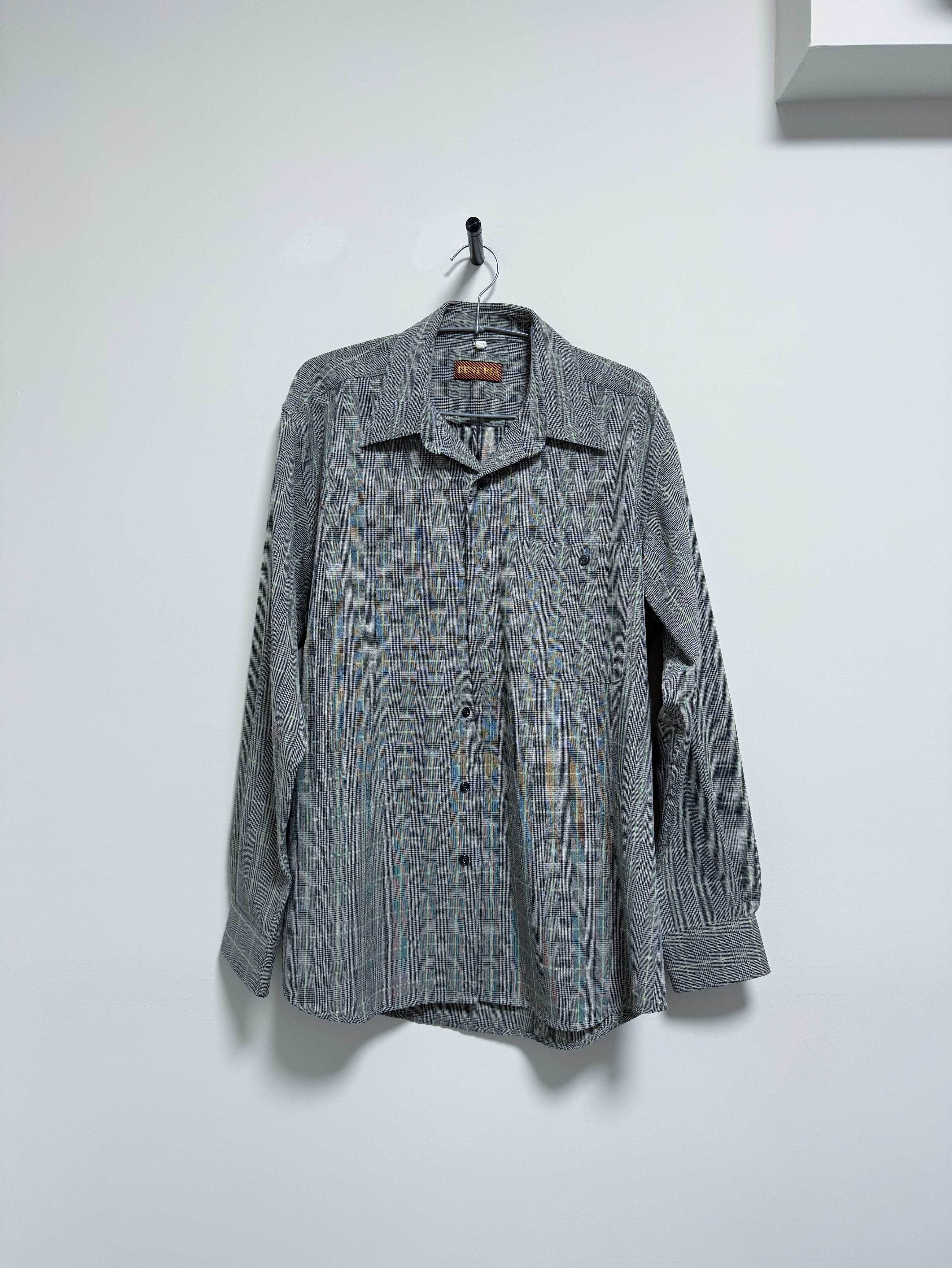 古著！復古襯衫 硬挺襯衫 格紋襯衫 80年代 襯衫