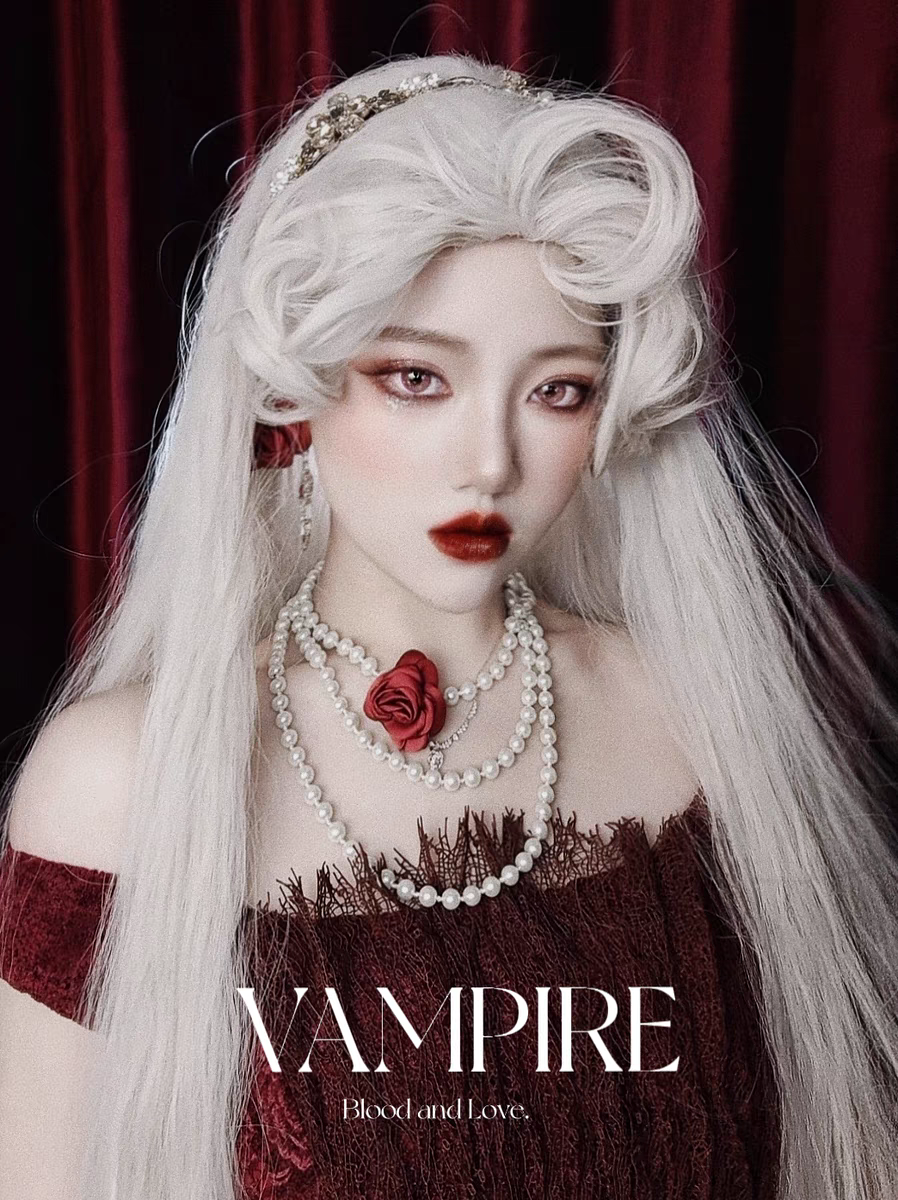 ［血族公主］羊脂白100CM水波紋造型假髮