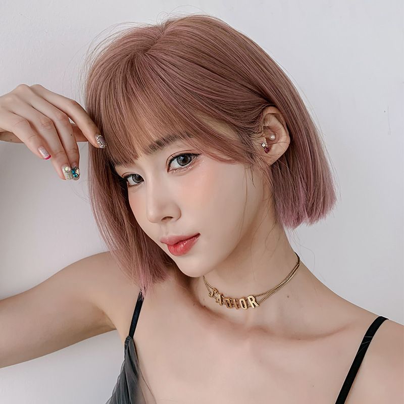 ［草莓糖］粉棕色日常bobo頭短假髮