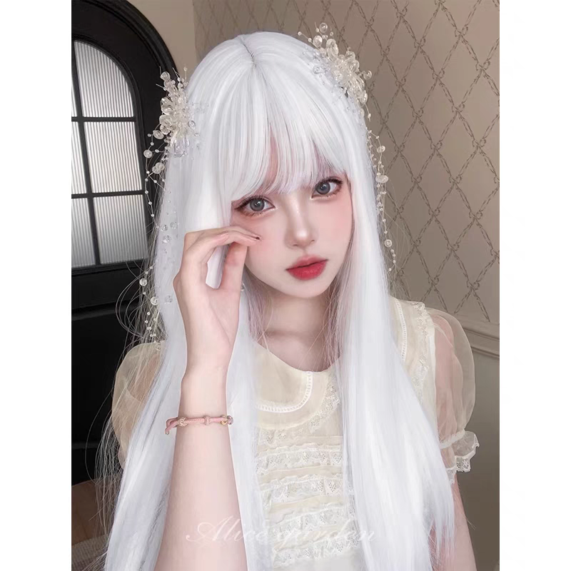 冰雪姬 雪白色長直假髮