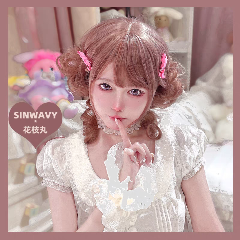 ［花枝丸］粉棕色丸子頭虎口夾假髮