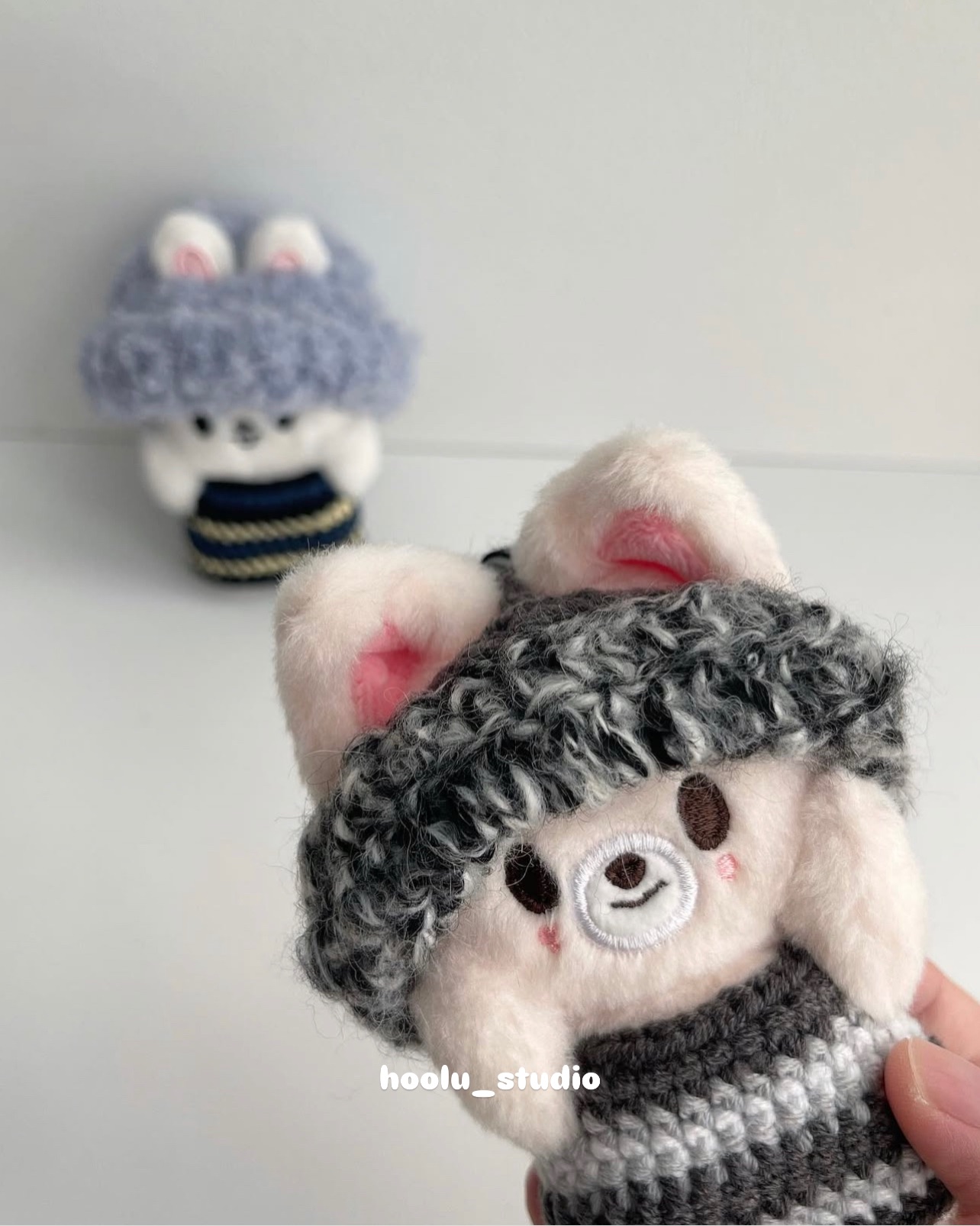 FoxI.Ny黑白混色毛線帽套裝