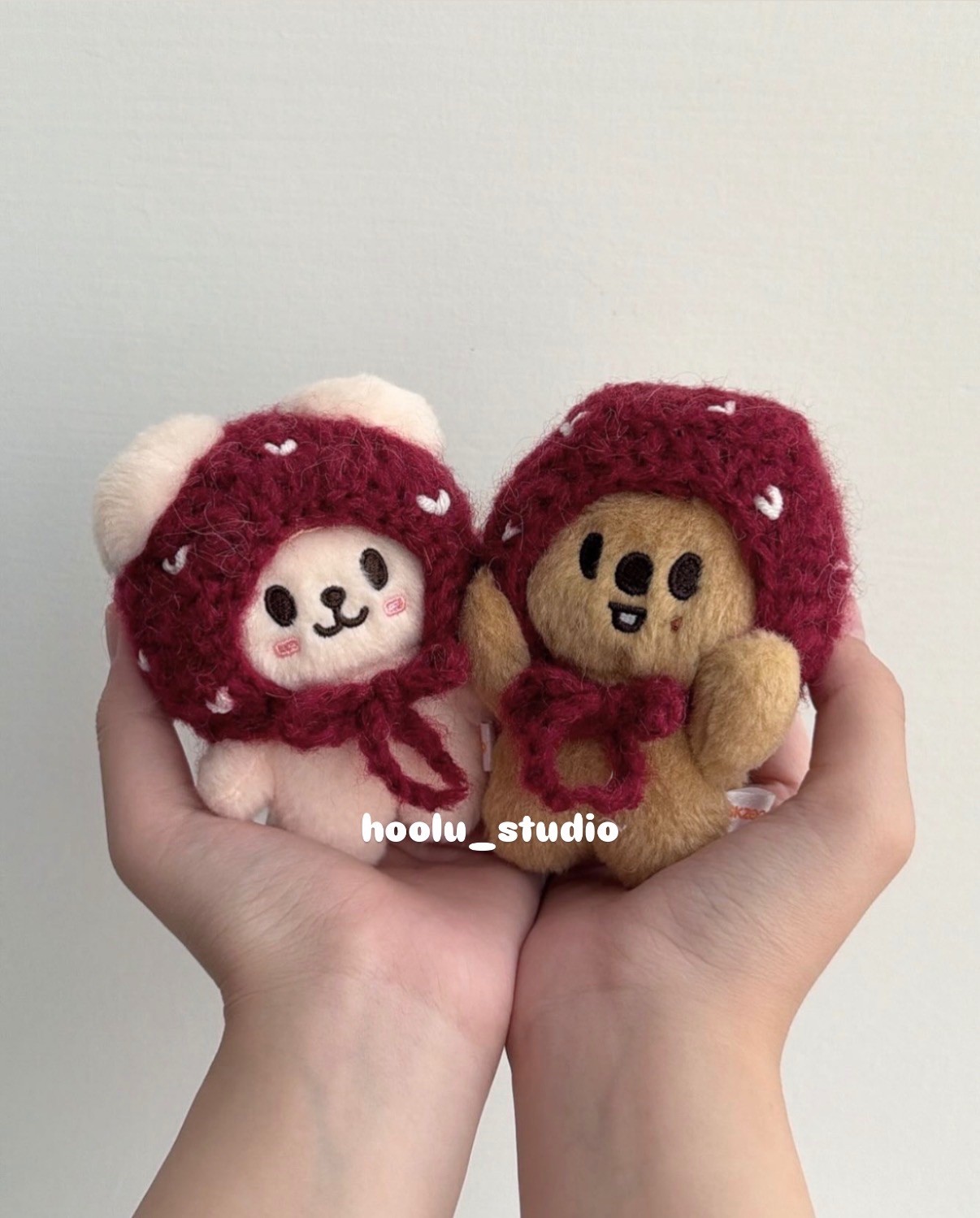 愛心點點絨毛頭套