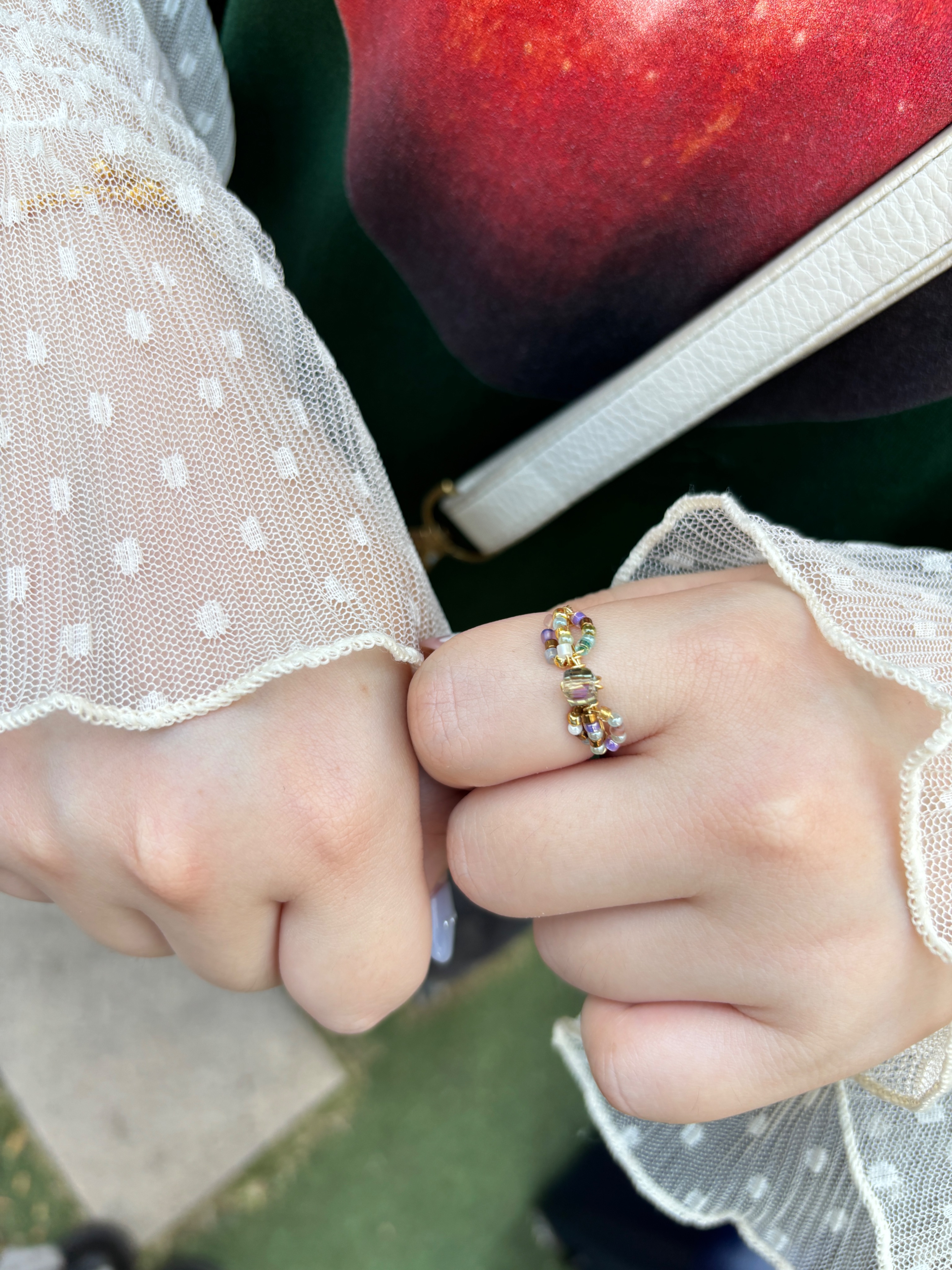 混色蝴蝶結銅線編織戒指💍