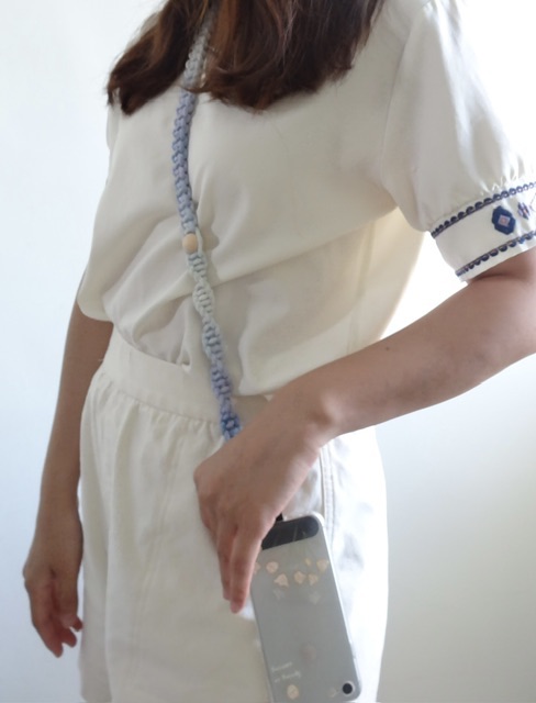 手作編織 漸變色手機掛繩 背帶 側背帶 棉繩編織