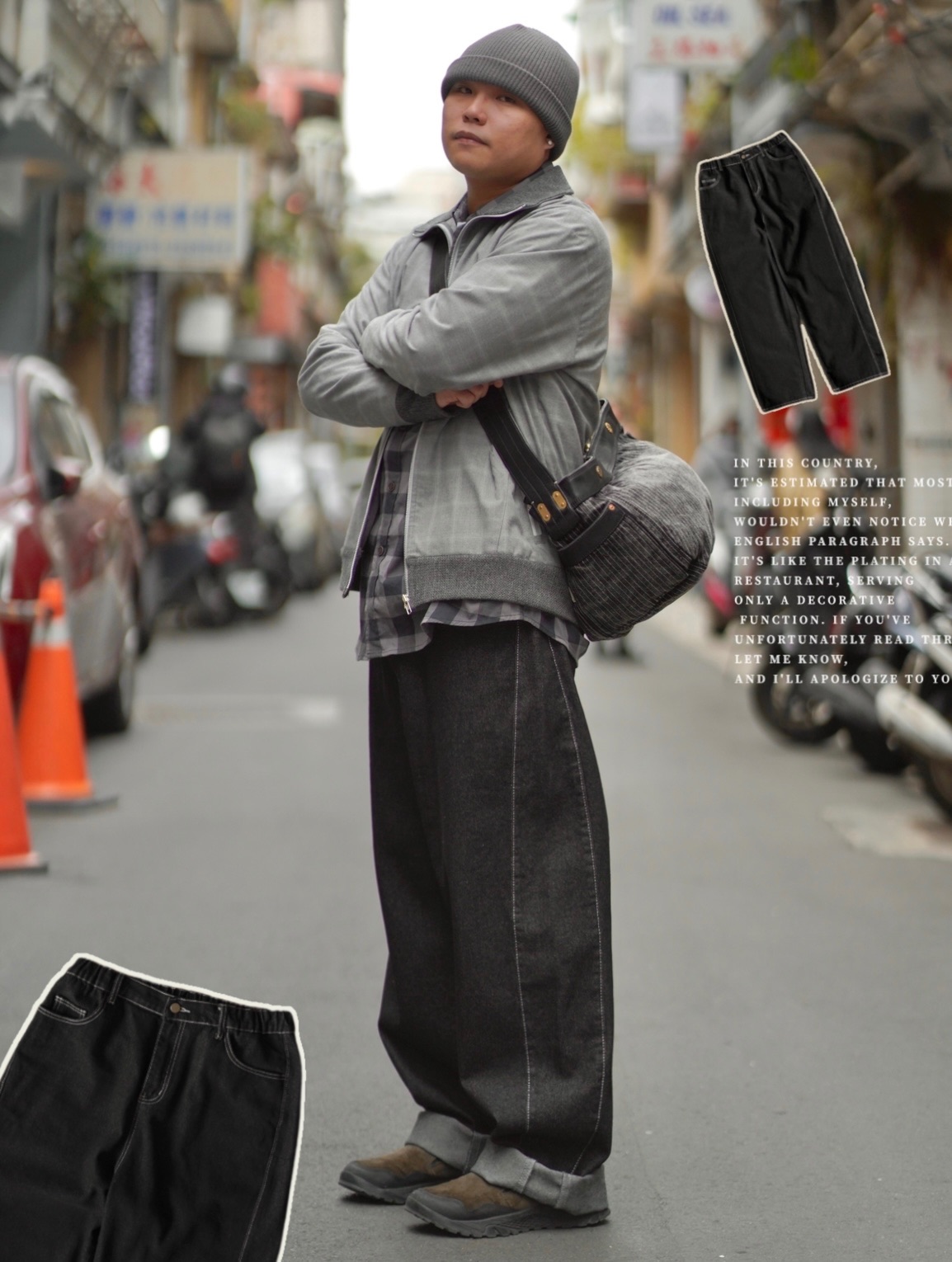 《自助餐》現貨 選品 黑色丹寧白色縫線牛仔褲 牛仔褲 黑色 丹寧