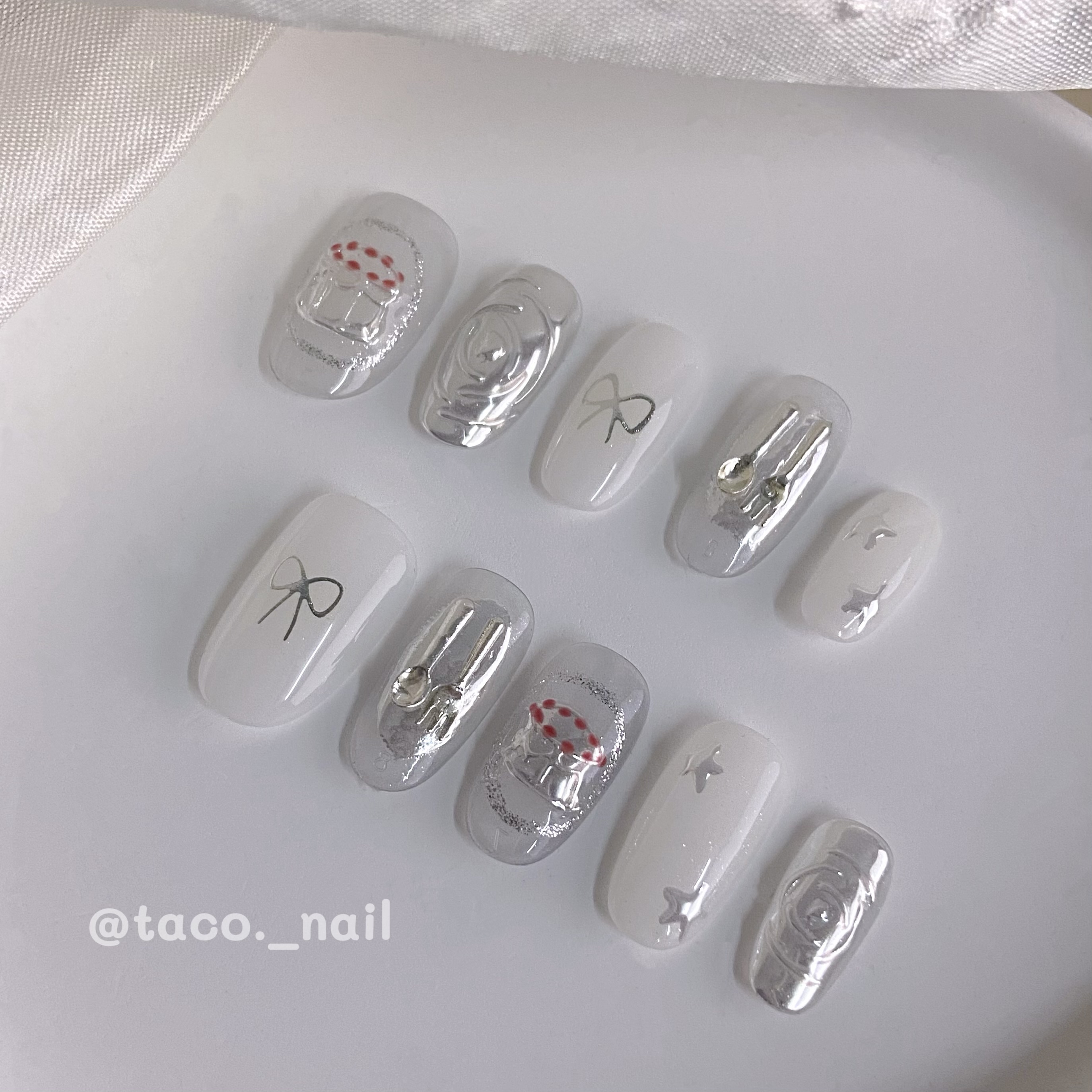 🌮️𝐓𝐀𝐂𝐎’𝐒 𝐍𝐀𝐈𝐋 塔可穿戴甲🌮️銀色下午茶