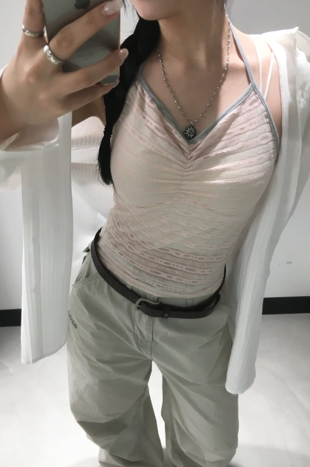 ason V SHIRRING SLEEVELESS