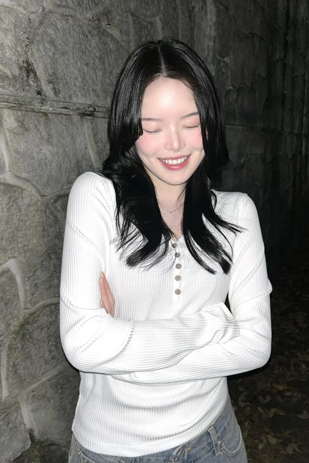 ason WISH RIBBED BUTTON TEE
