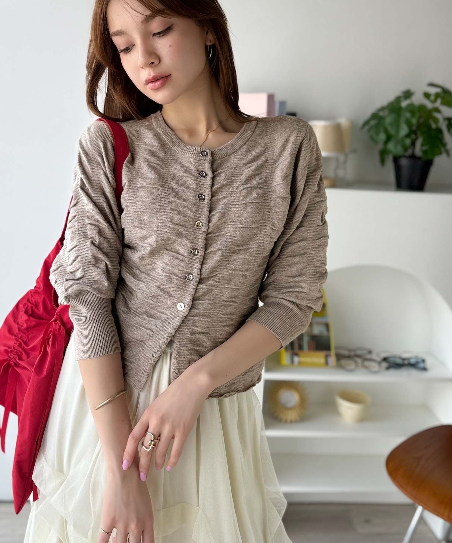 2882 褶皺針織開襟衫