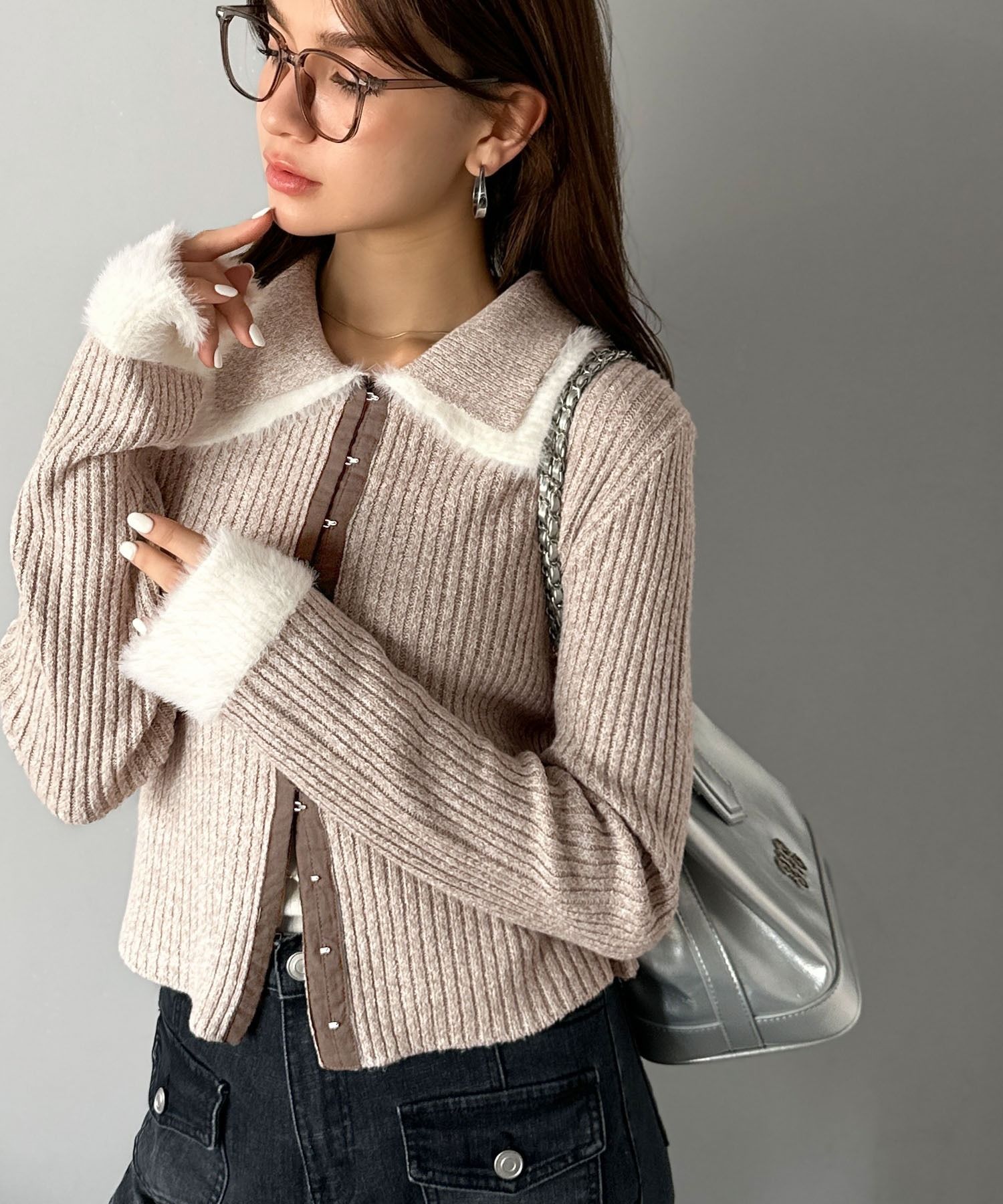 2883 雙領口羅紋針織衫