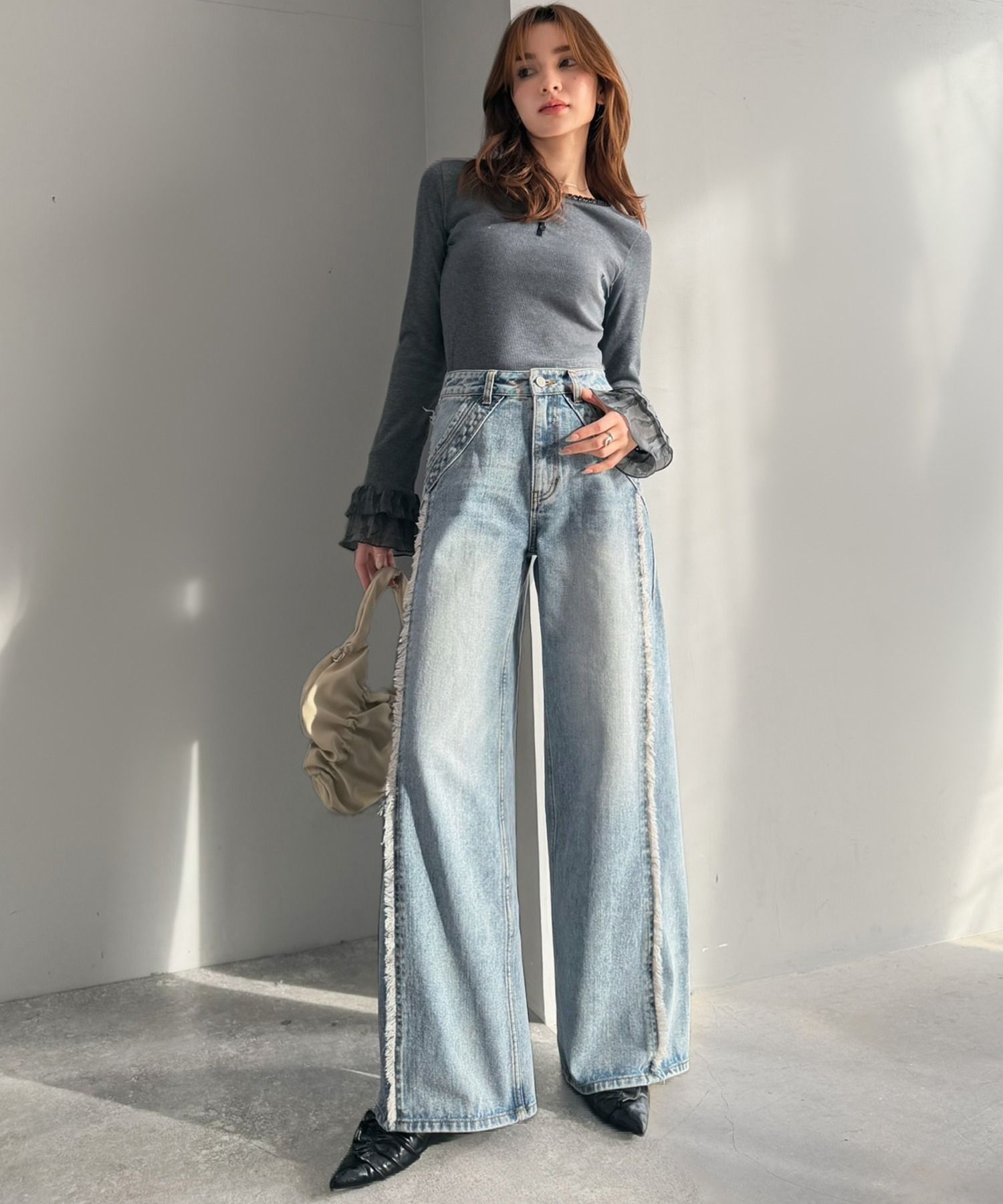 2913 流蘇直筒褲