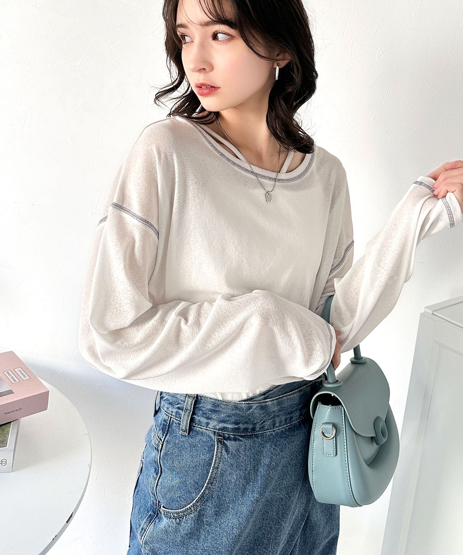 2920 縫線薄紗套頭衫