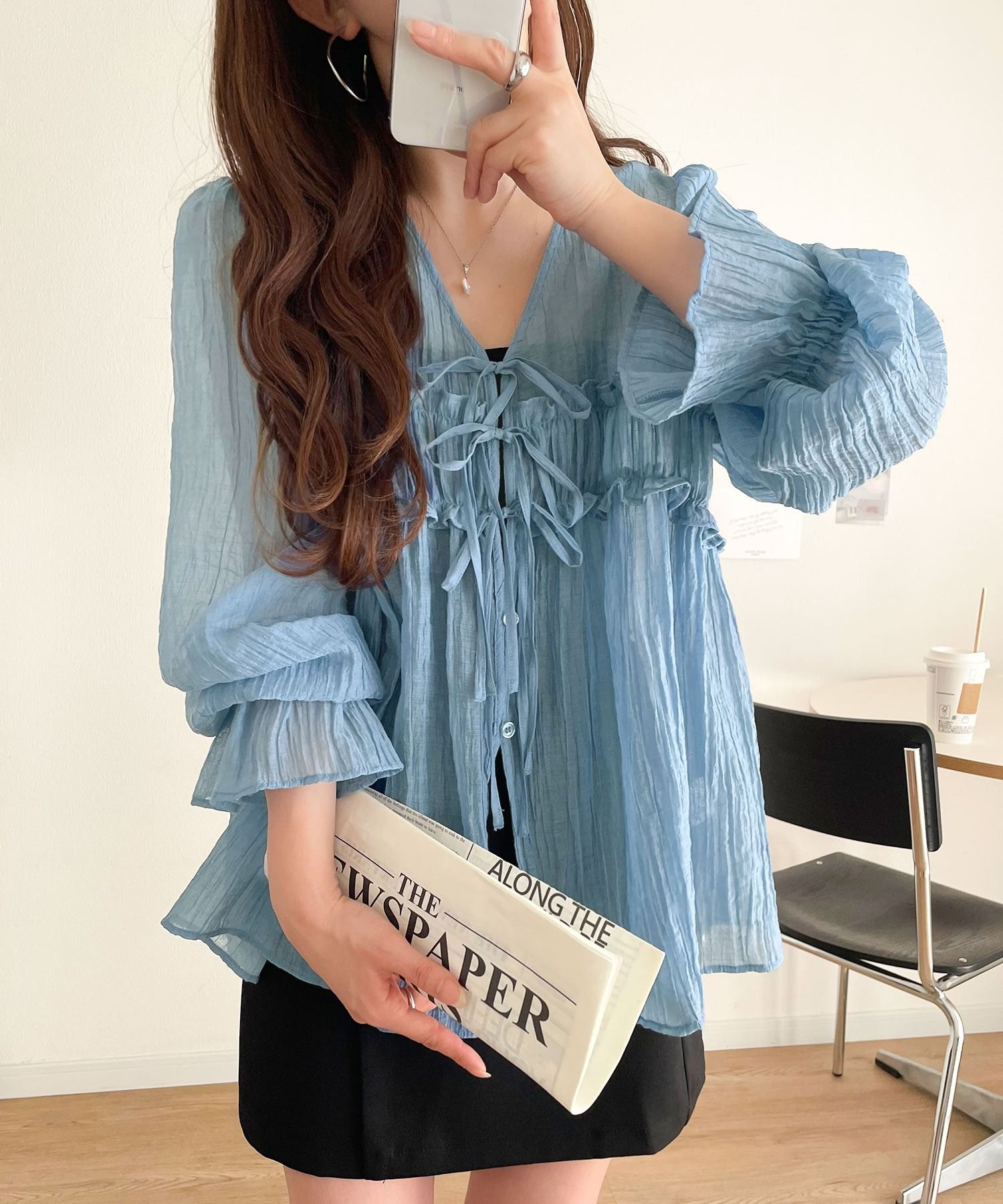 2946 荷葉邊開襟衫