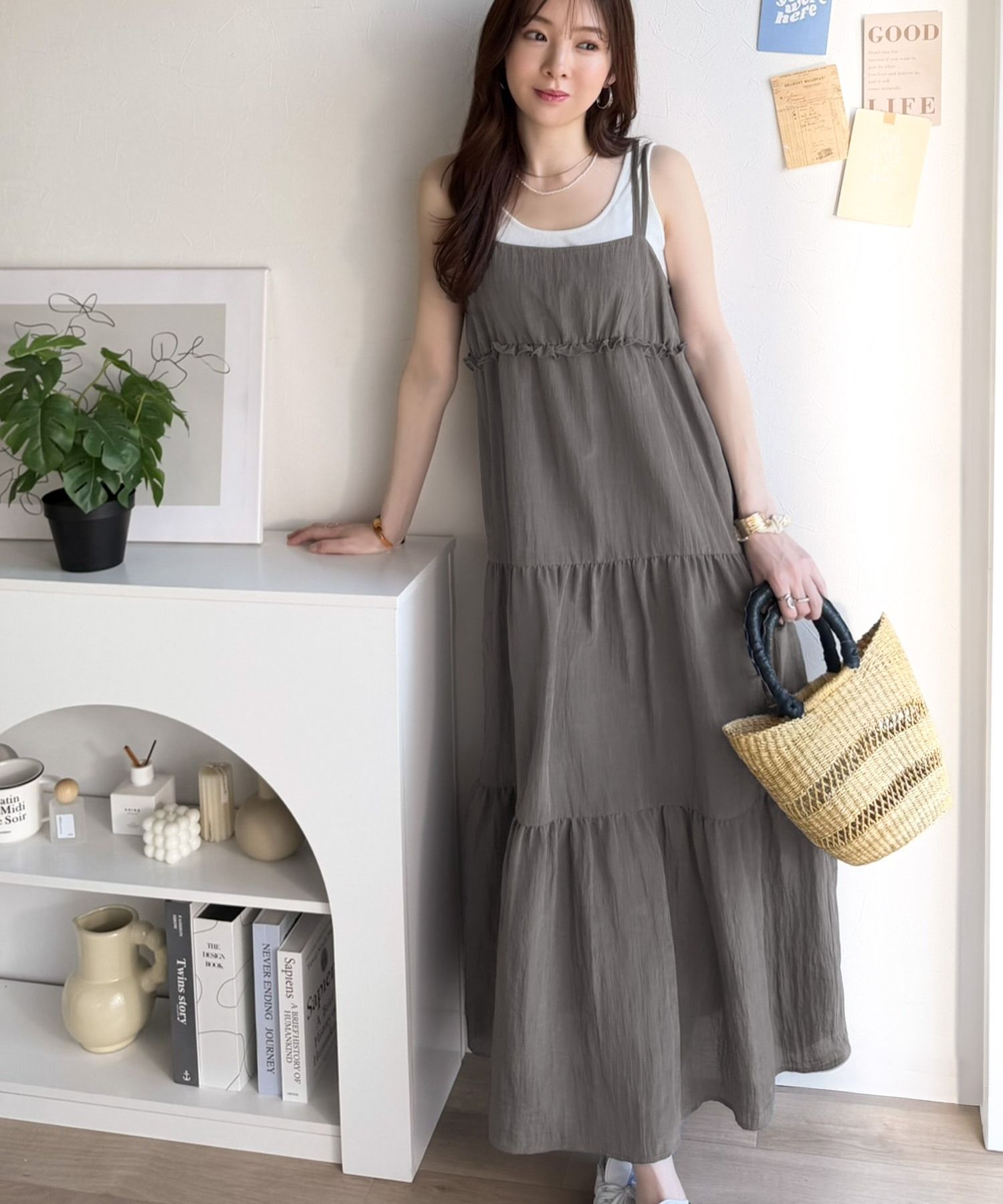 2951 楊柳褶邊多層長裙